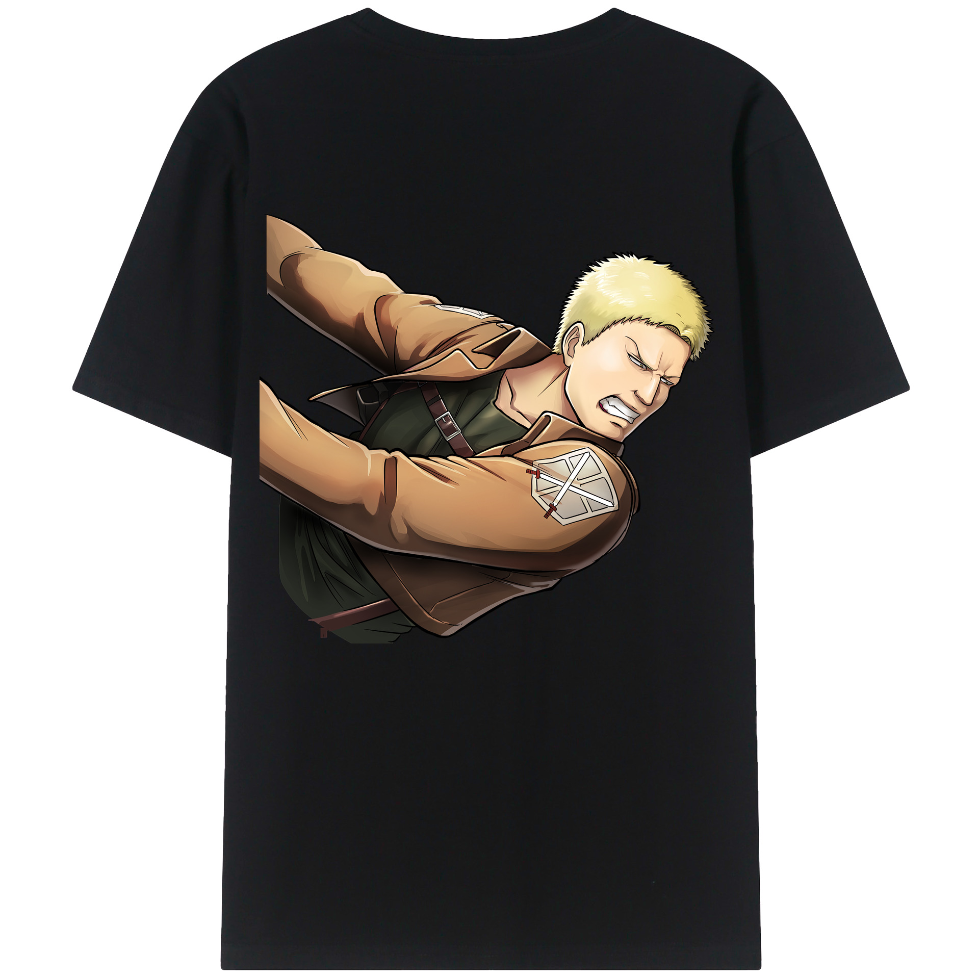 （画像用） 進撃の巨人 ライナー・ブラウン Attack on Titan Reiner Braun 綿100％ メンズ半袖Tシャツ（バックプリント） 通気性