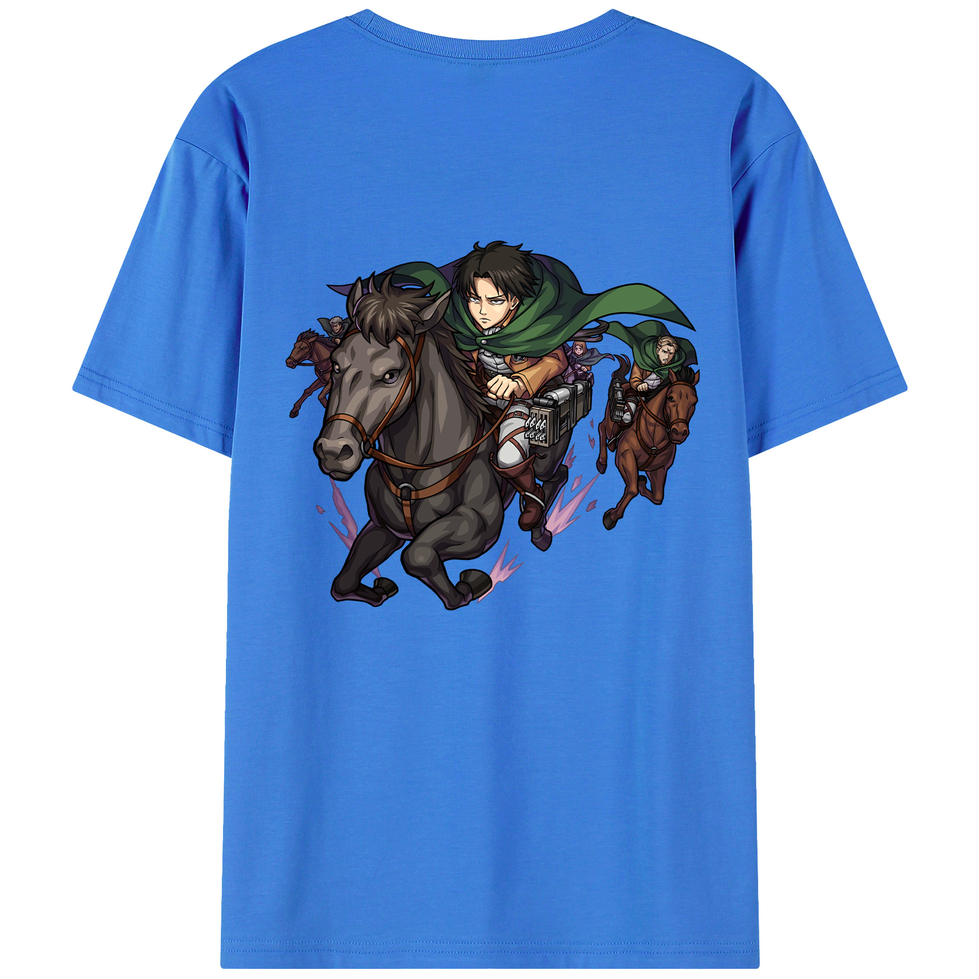 （画像用） 進撃の巨人 リヴァイ·アッカーマン Attack on Titan Levi Ackerman 綿100％ メンズ半袖Tシャツ（バックプリント） 通気性