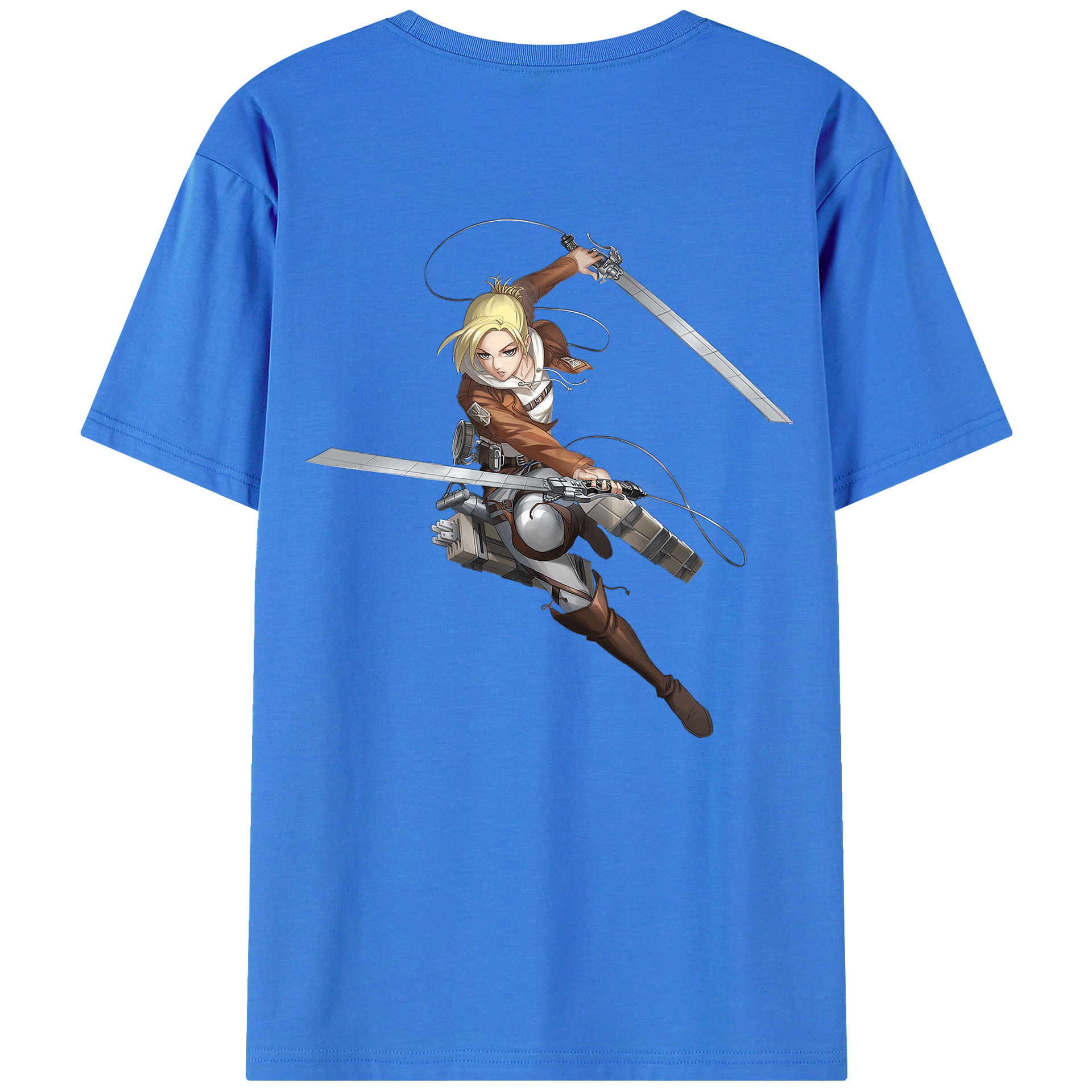 （画像用） 進撃の巨人 アニ・レオンハート Attack on Titan Annie Leonhart 綿100％ メンズ半袖Tシャツ（バックプリント） 通気性
