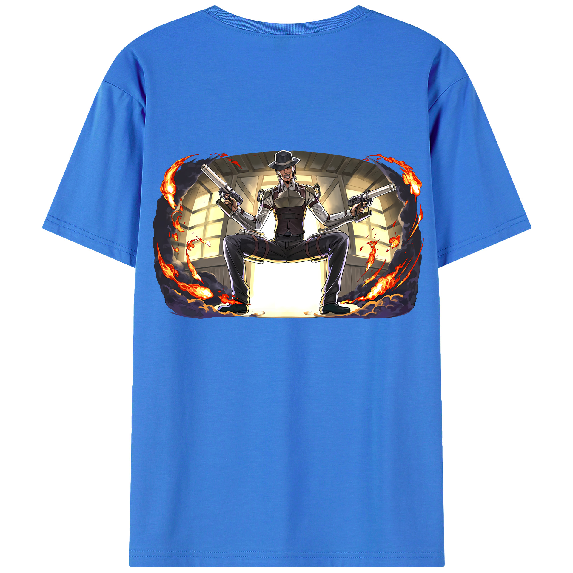（画像用） 進撃の巨人 ケニー·アッカーマン Attack on Titan Kenny Ackerman 綿100％ メンズ半袖Tシャツ（バックプリント） 通気性