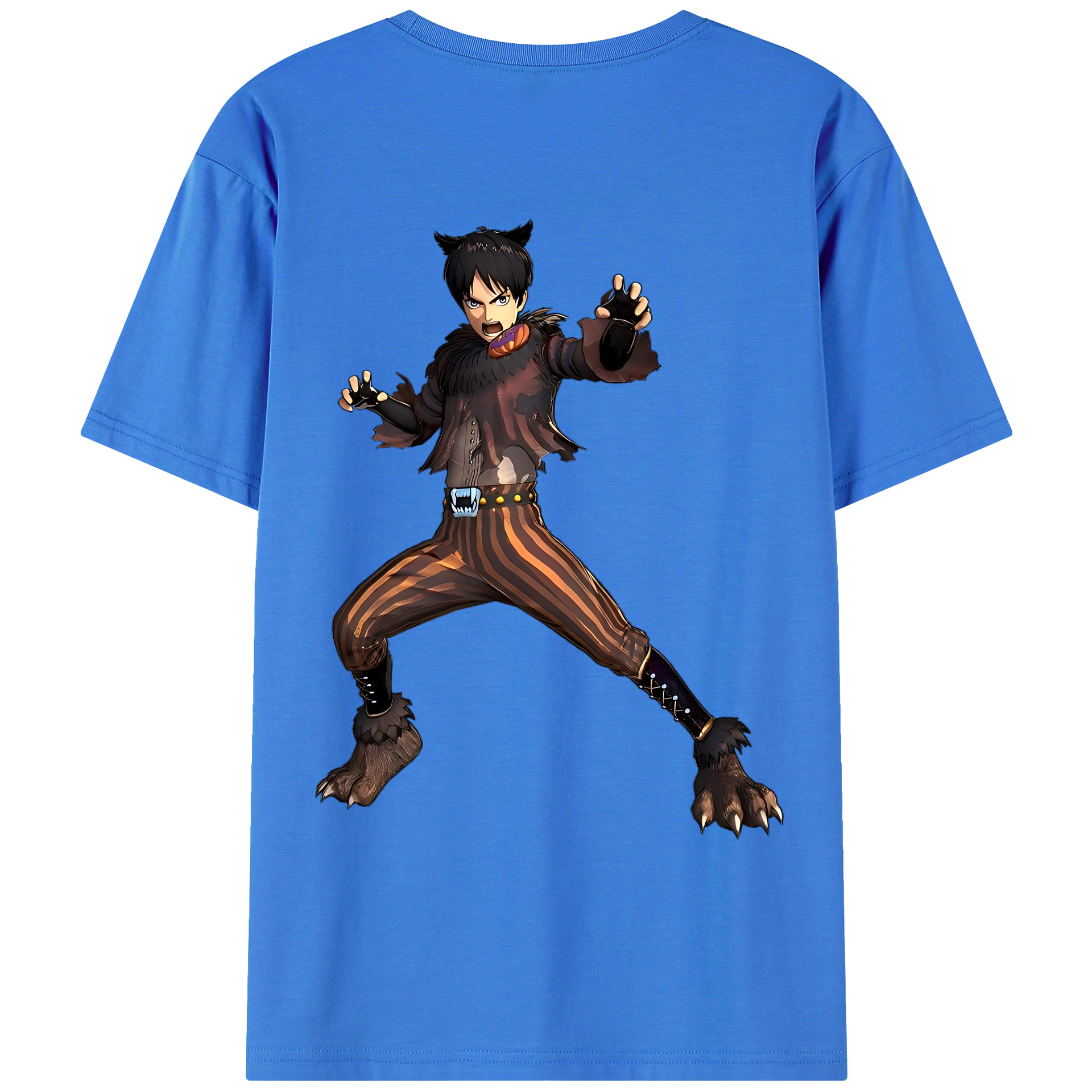 （画像用） 進撃の巨人 エレン･イェーガー Attack on Titan Eren Jäger 綿100％ メンズ半袖Tシャツ（バックプリント） 通気性