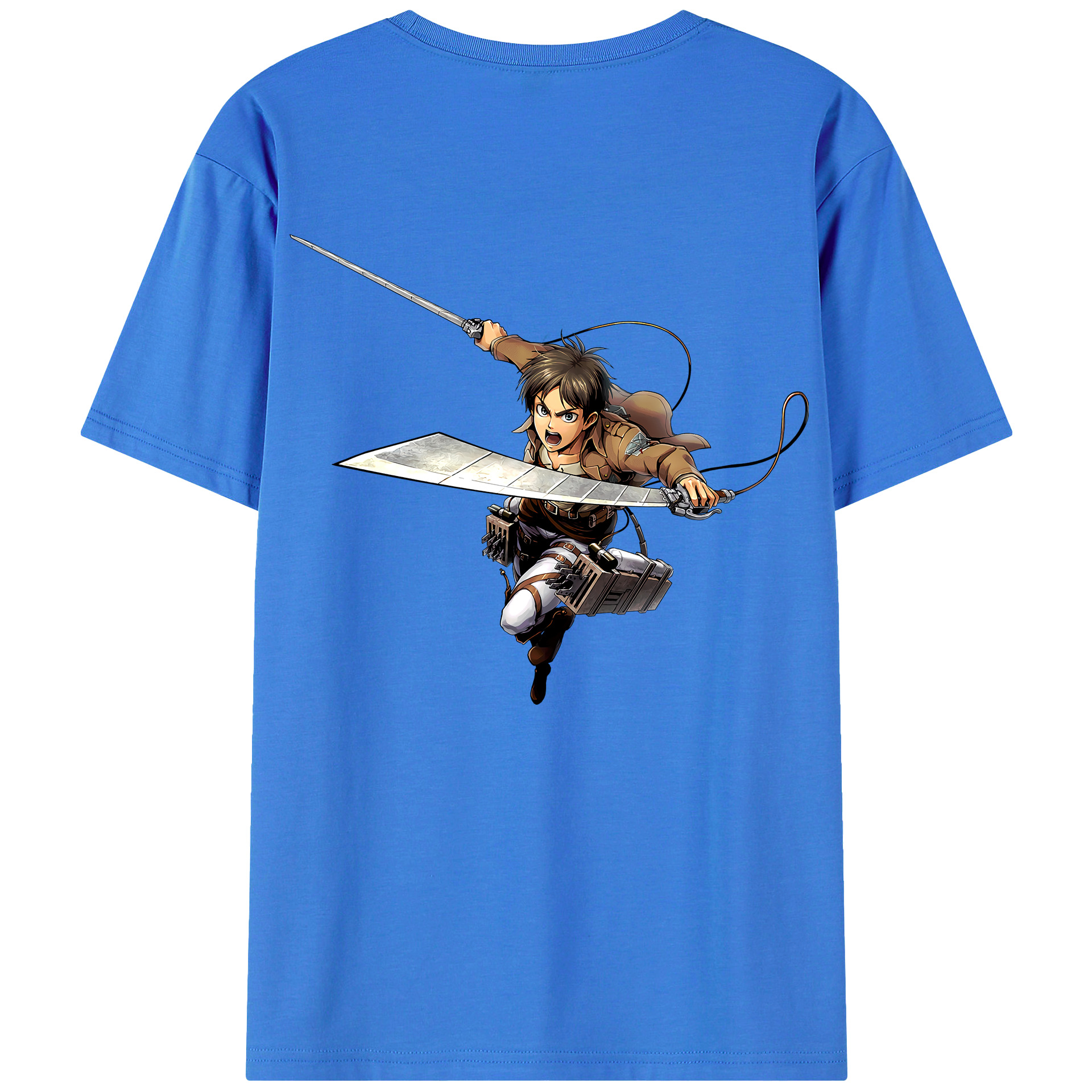 （画像用） 進撃の巨人 エレン･イェーガー Attack on Titan Eren Jäger 綿100％ メンズ半袖Tシャツ（バックプリント） 通気性
