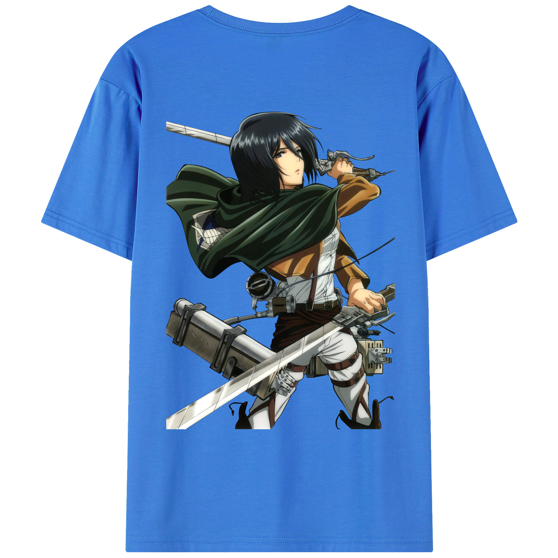 （画像用） 進撃の巨人 ミカサ·アッカーマン Attack on Titan Mikasa Ackerman 綿100％ メンズ半袖Tシャツ（バックプリント） 通気性