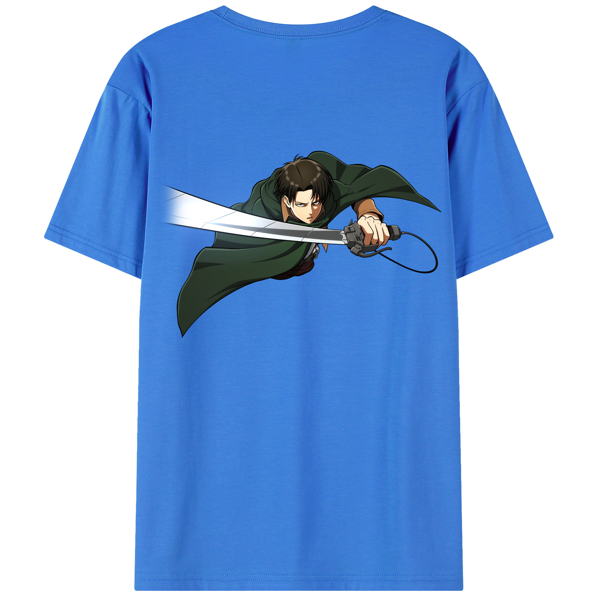 （画像用） 進撃の巨人 リヴァイ·アッカーマン Attack on Titan Levi Ackerman 綿100％ メンズ半袖Tシャツ（バックプリント） 通気性