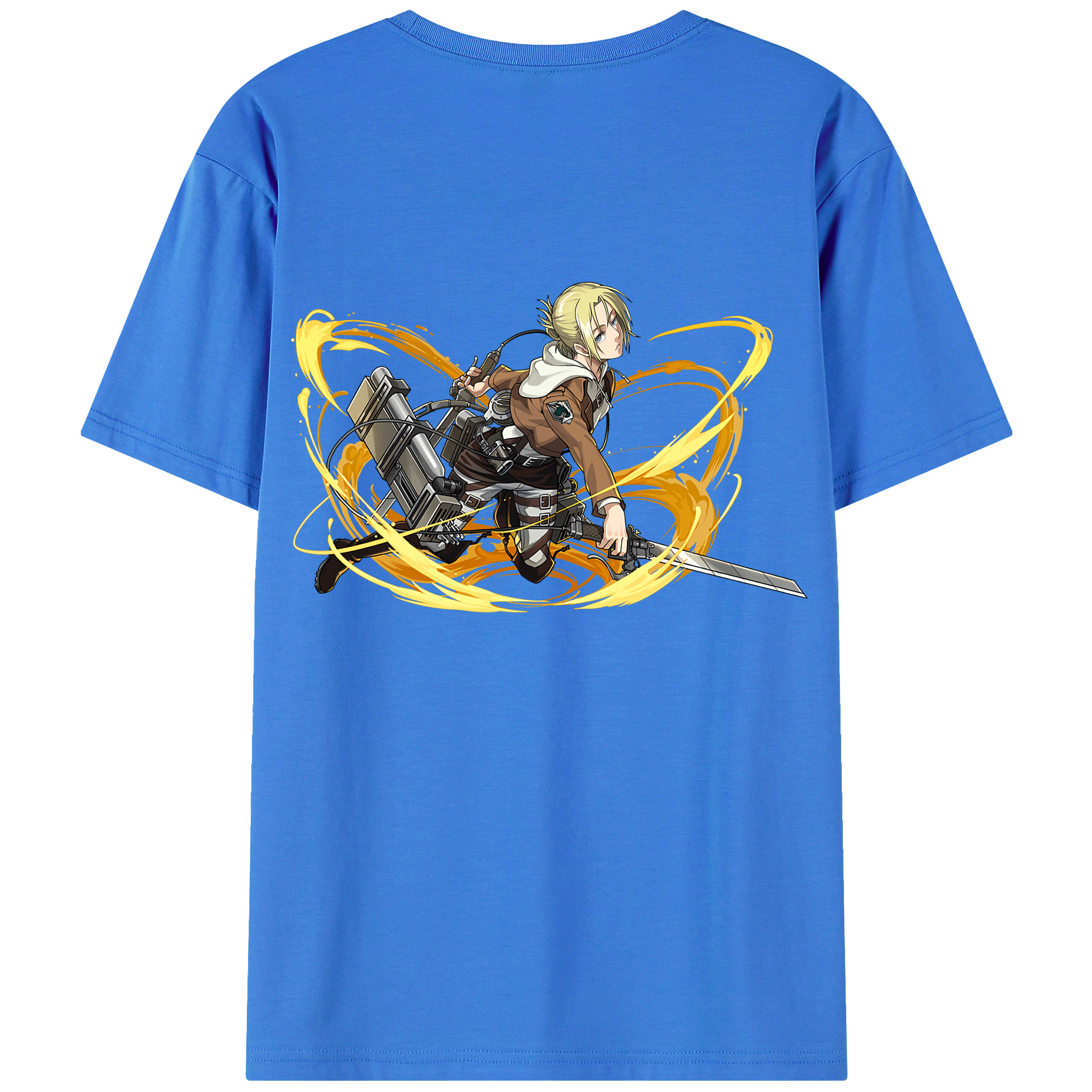 （画像用） 進撃の巨人 アニ・レオンハート Attack on Titan Annie Leonhart 綿100％ メンズ半袖Tシャツ（バックプリント） 通気性