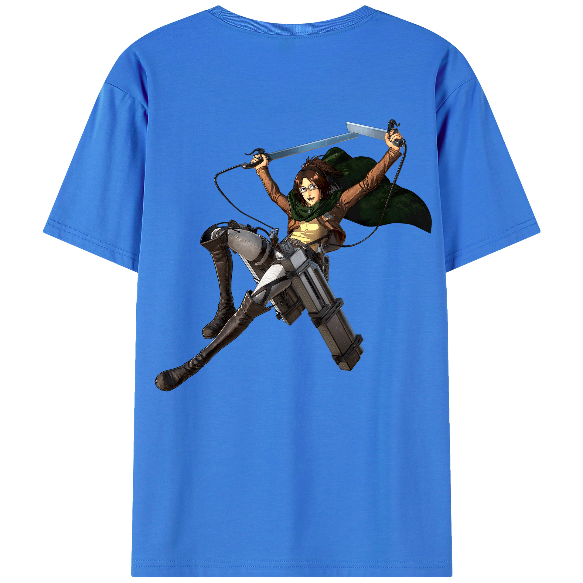 （画像用） 進撃の巨人 ハンジ·ゾエ Attack on Titan Hanji Zoe 綿100％ メンズ半袖Tシャツ（バックプリント） 通気性