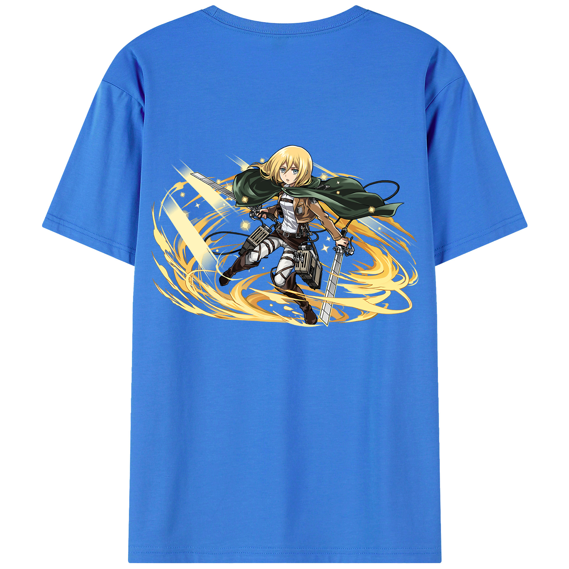 （画像用） 進撃の巨人 クリスタ·レンズ Attack on Titan Christa Lenz 綿100％ メンズ半袖Tシャツ（バックプリント） 通気性