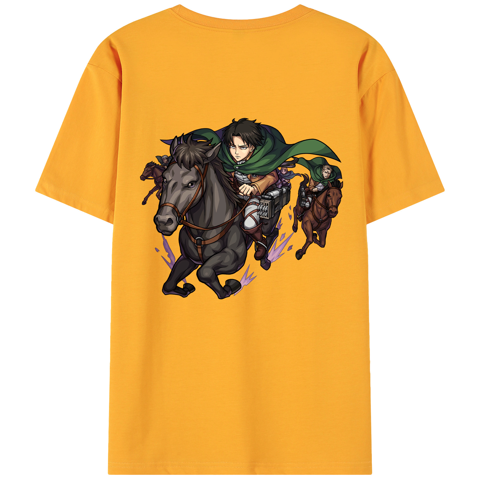 （画像用） 進撃の巨人 リヴァイ·アッカーマン Attack on Titan Levi Ackerman 綿100％ メンズ半袖Tシャツ（バックプリント） 通気性