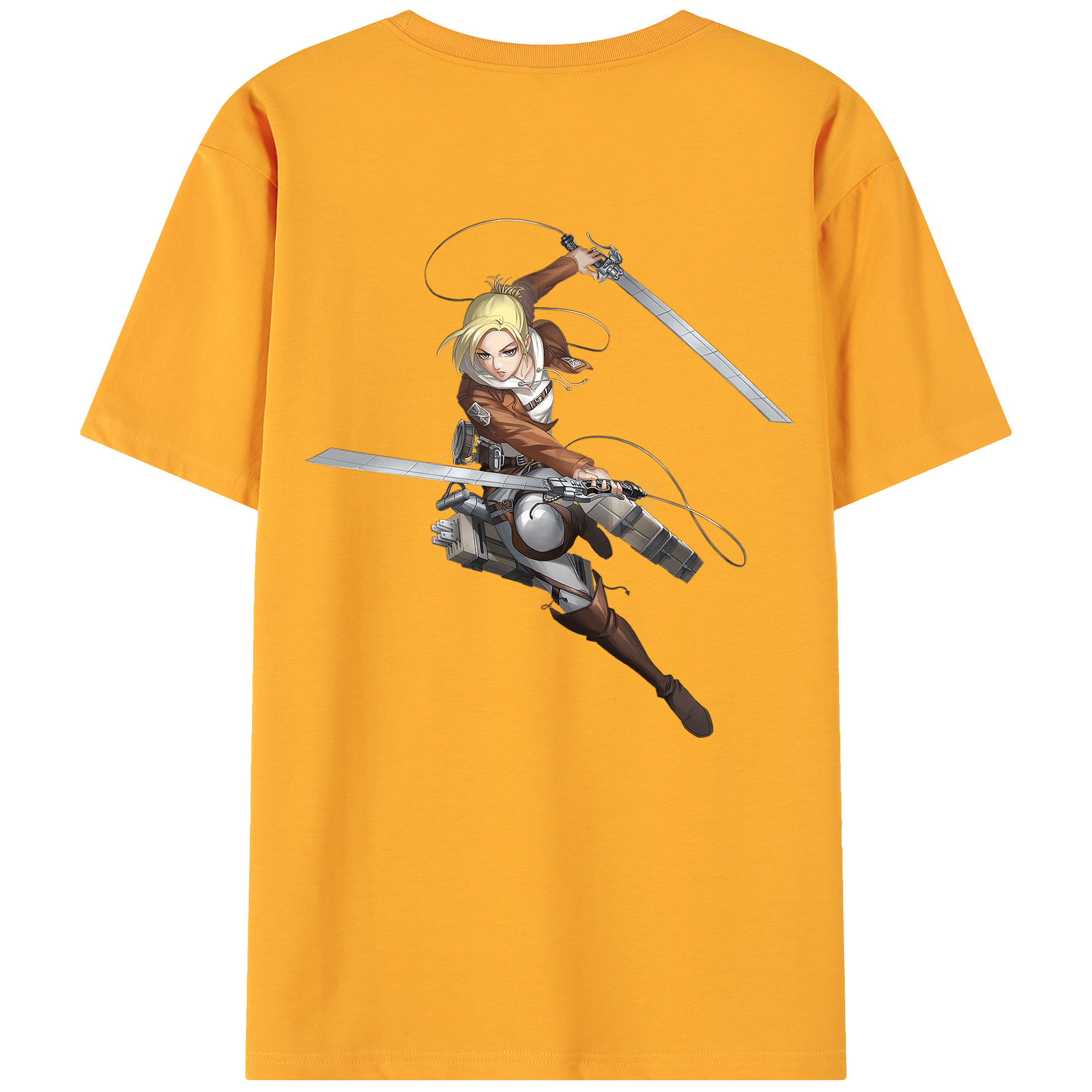 （画像用） 進撃の巨人 アニ・レオンハート Attack on Titan Annie Leonhart 綿100％ メンズ半袖Tシャツ（バックプリント） 通気性
