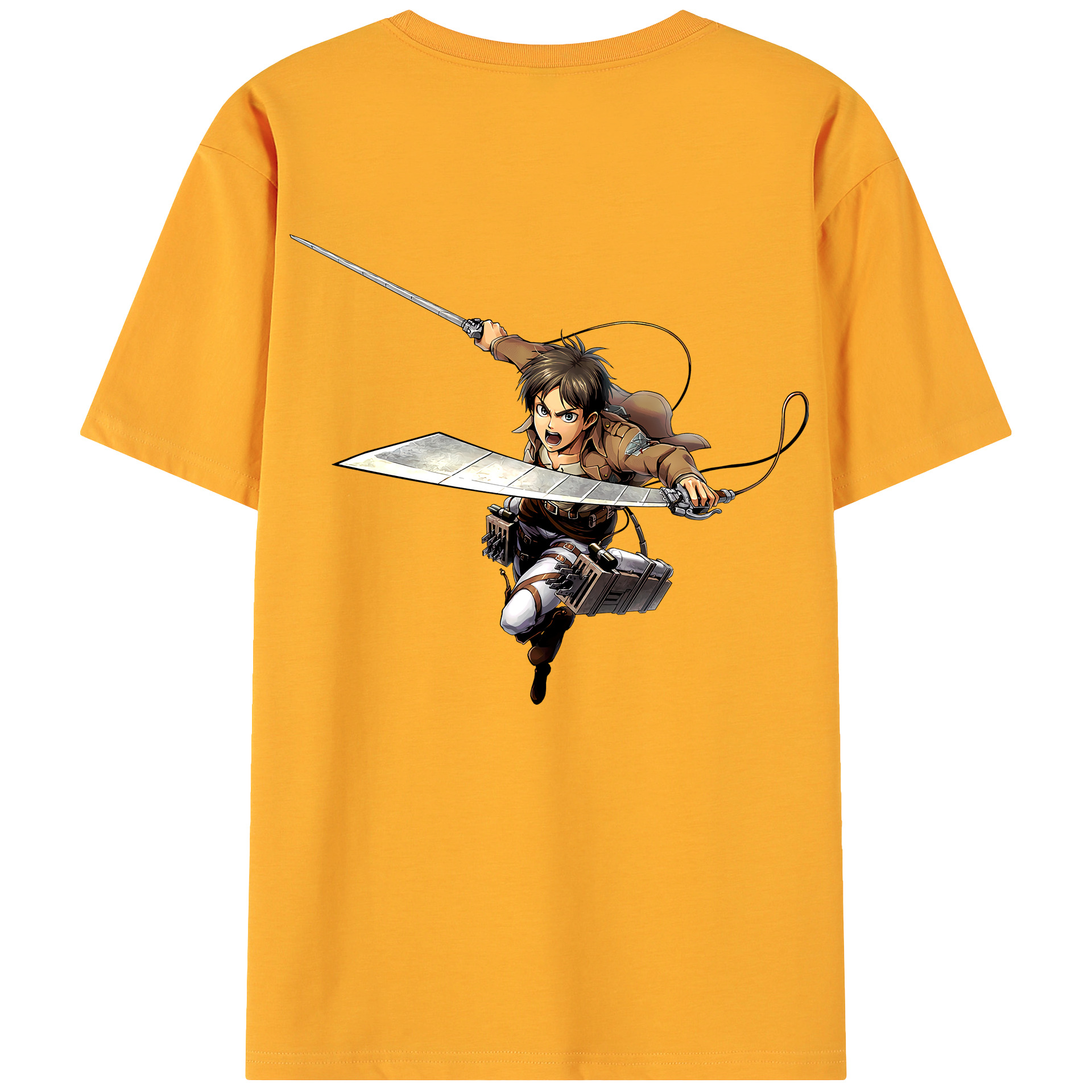 （画像用） 進撃の巨人 エレン･イェーガー Attack on Titan Eren Jäger 綿100％ メンズ半袖Tシャツ（バックプリント） 通気性