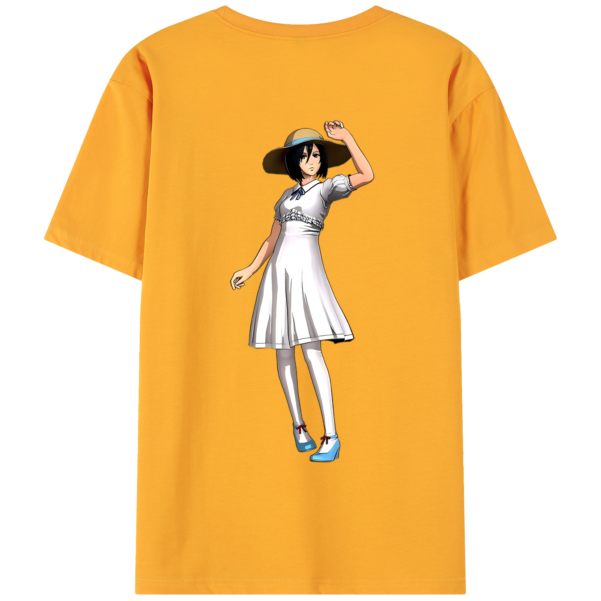 （画像用） 進撃の巨人 ミカサ·アッカーマン Attack on Titan Mikasa Ackerman 綿100％ メンズ半袖Tシャツ（バックプリント） 通気性