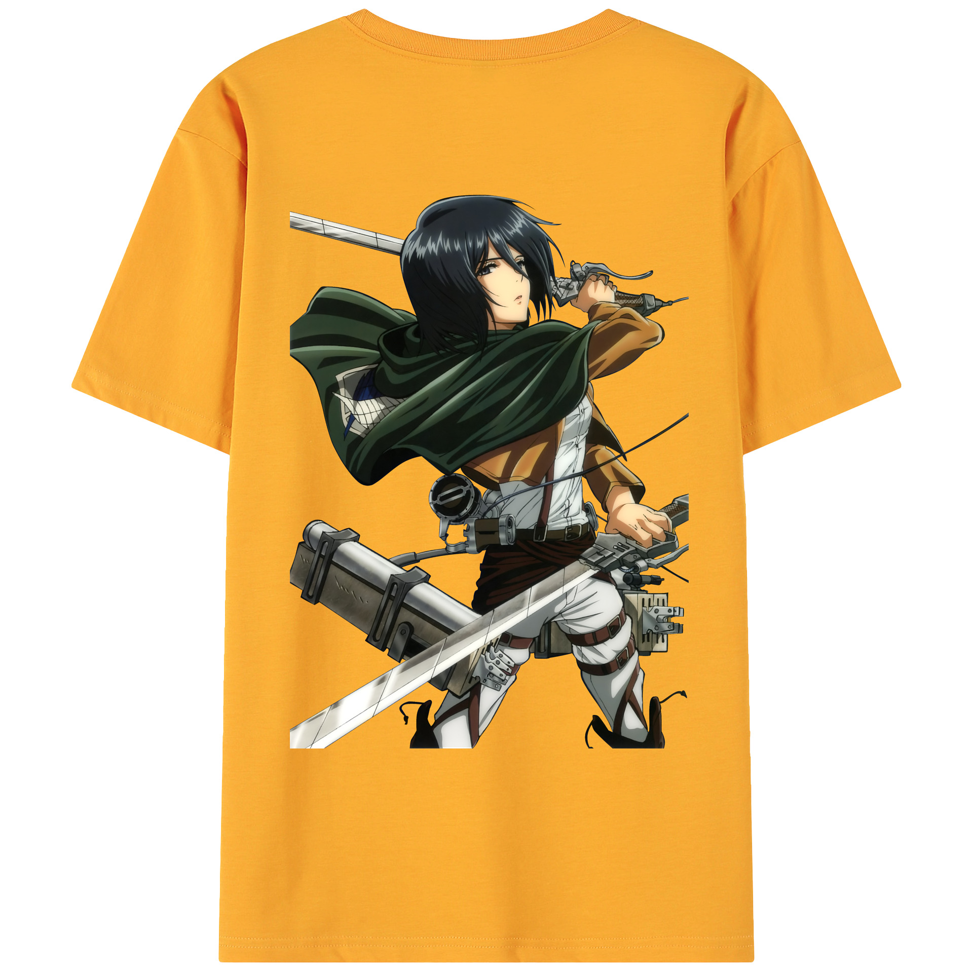 （画像用） 進撃の巨人 ミカサ·アッカーマン Attack on Titan Mikasa Ackerman 綿100％ メンズ半袖Tシャツ（バックプリント） 通気性