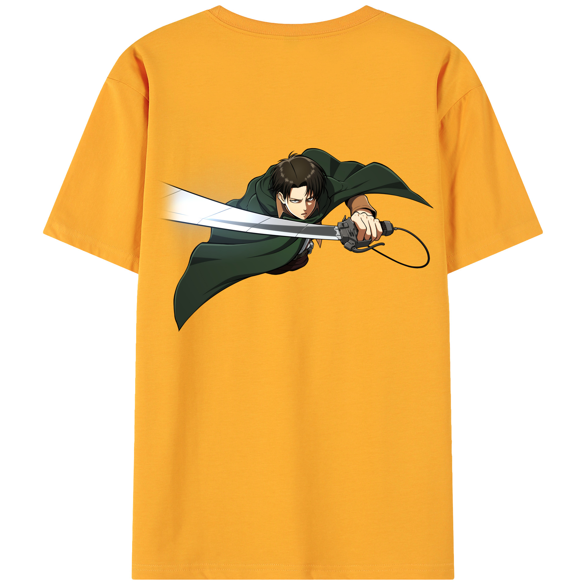 （画像用） 進撃の巨人 リヴァイ·アッカーマン Attack on Titan Levi Ackerman 綿100％ メンズ半袖Tシャツ（バックプリント） 通気性