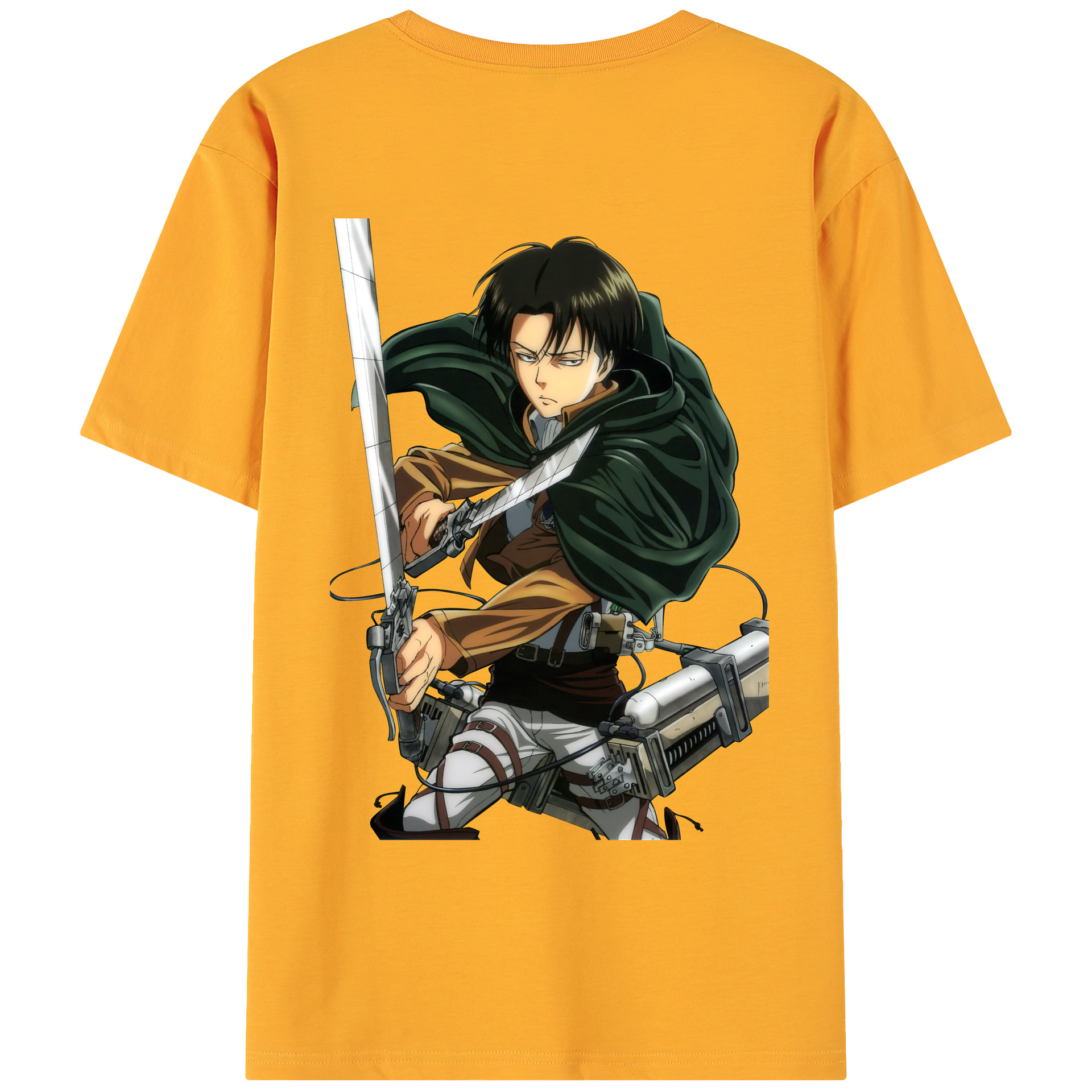 （画像用） 進撃の巨人 リヴァイ·アッカーマン Attack on Titan Levi Ackerman 綿100％ メンズ半袖Tシャツ（バックプリント） 通気性