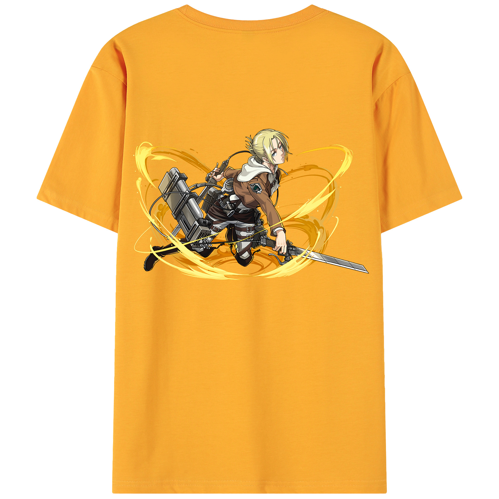 （画像用） 進撃の巨人 アニ・レオンハート Attack on Titan Annie Leonhart 綿100％ メンズ半袖Tシャツ（バックプリント） 通気性