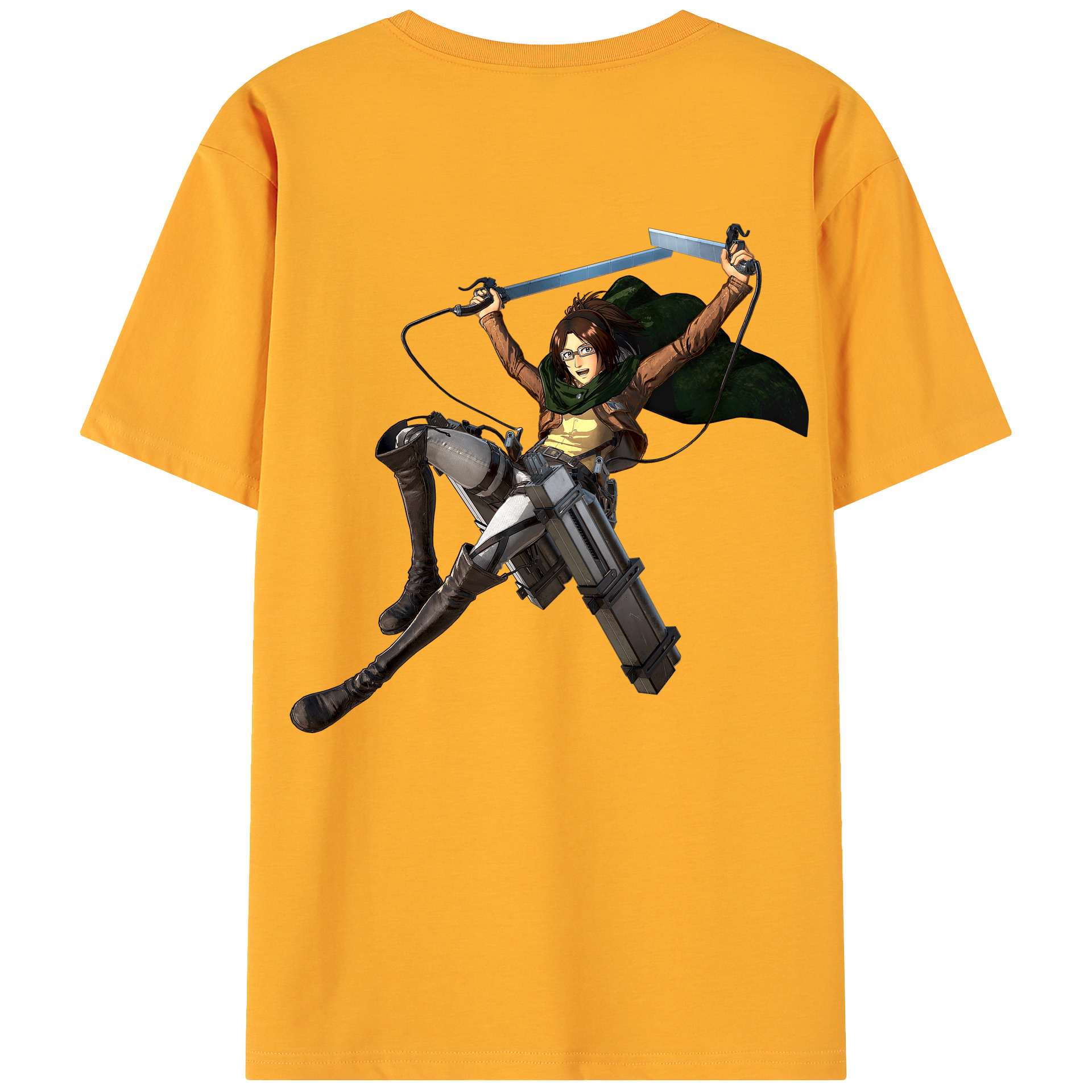 （画像用） 進撃の巨人 ハンジ·ゾエ Attack on Titan Hanji Zoe 綿100％ メンズ半袖Tシャツ（バックプリント） 通気性