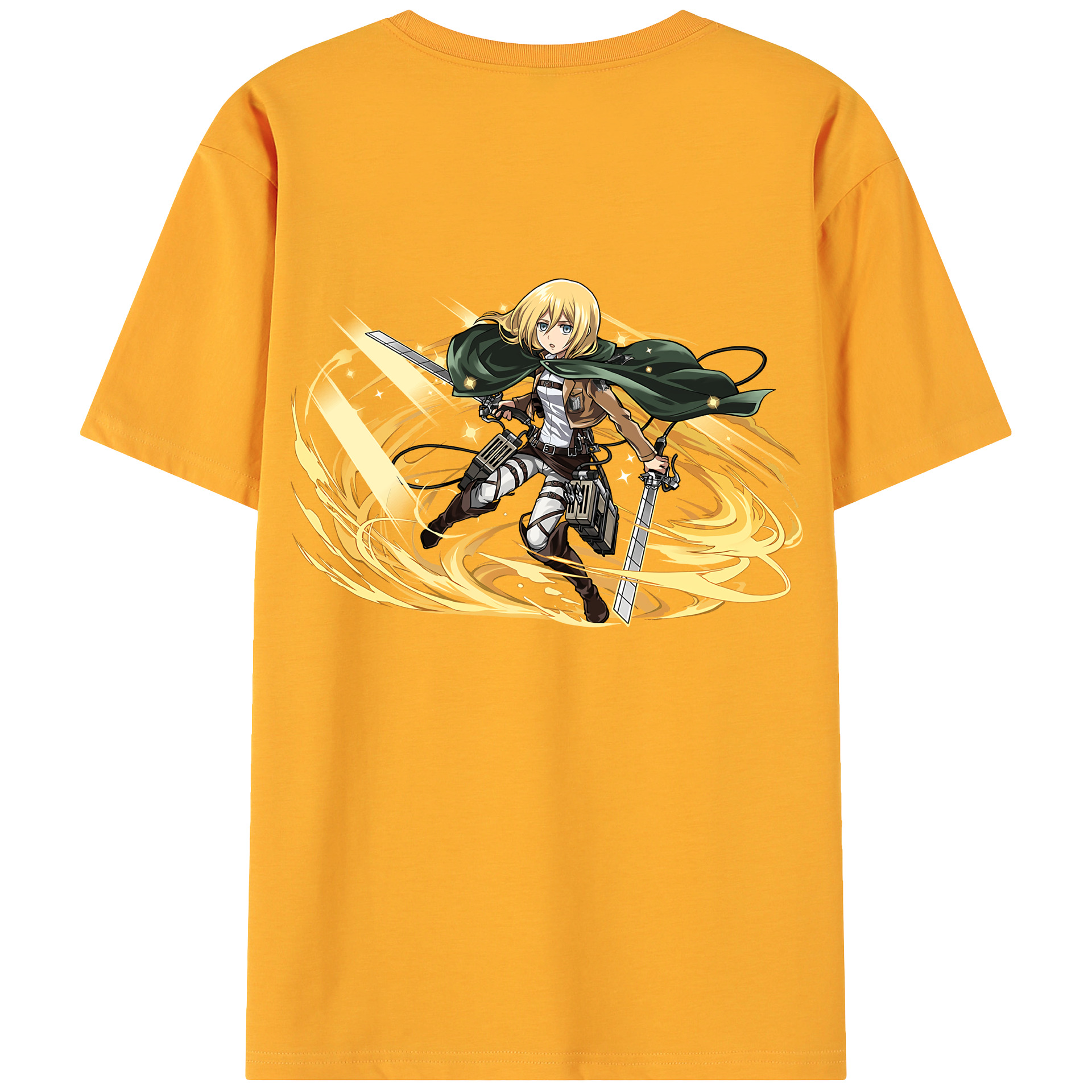 （画像用） 進撃の巨人 クリスタ·レンズ Attack on Titan Christa Lenz 綿100％ メンズ半袖Tシャツ（バックプリント） 通気性