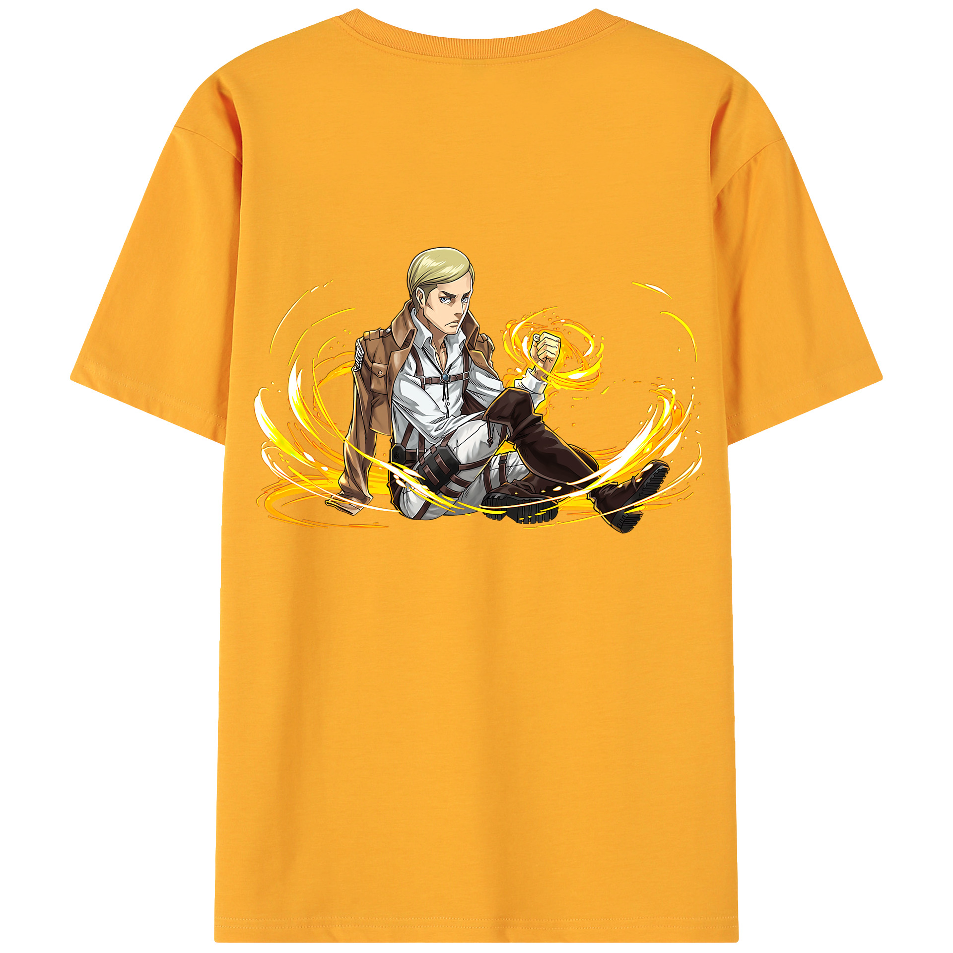 （画像用） 進撃の巨人 エルヴィン・スミス Attack on Titan Erwin Smith 綿100％ メンズ半袖Tシャツ（バックプリント） 通気性