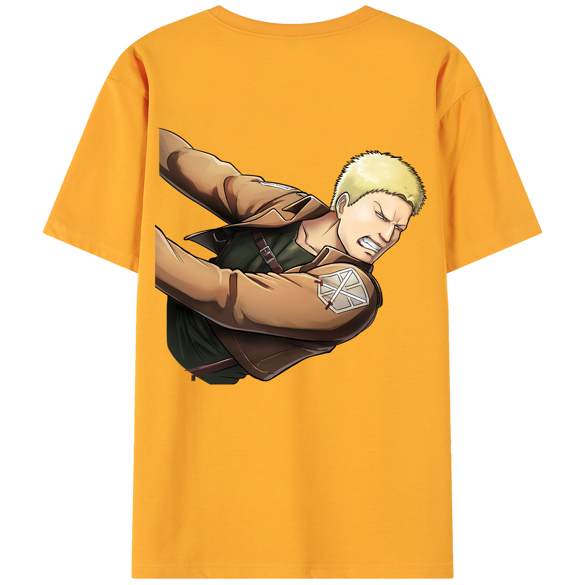 （画像用） 進撃の巨人 ライナー・ブラウン Attack on Titan Reiner Braun 綿100％ メンズ半袖Tシャツ（バックプリント） 通気性