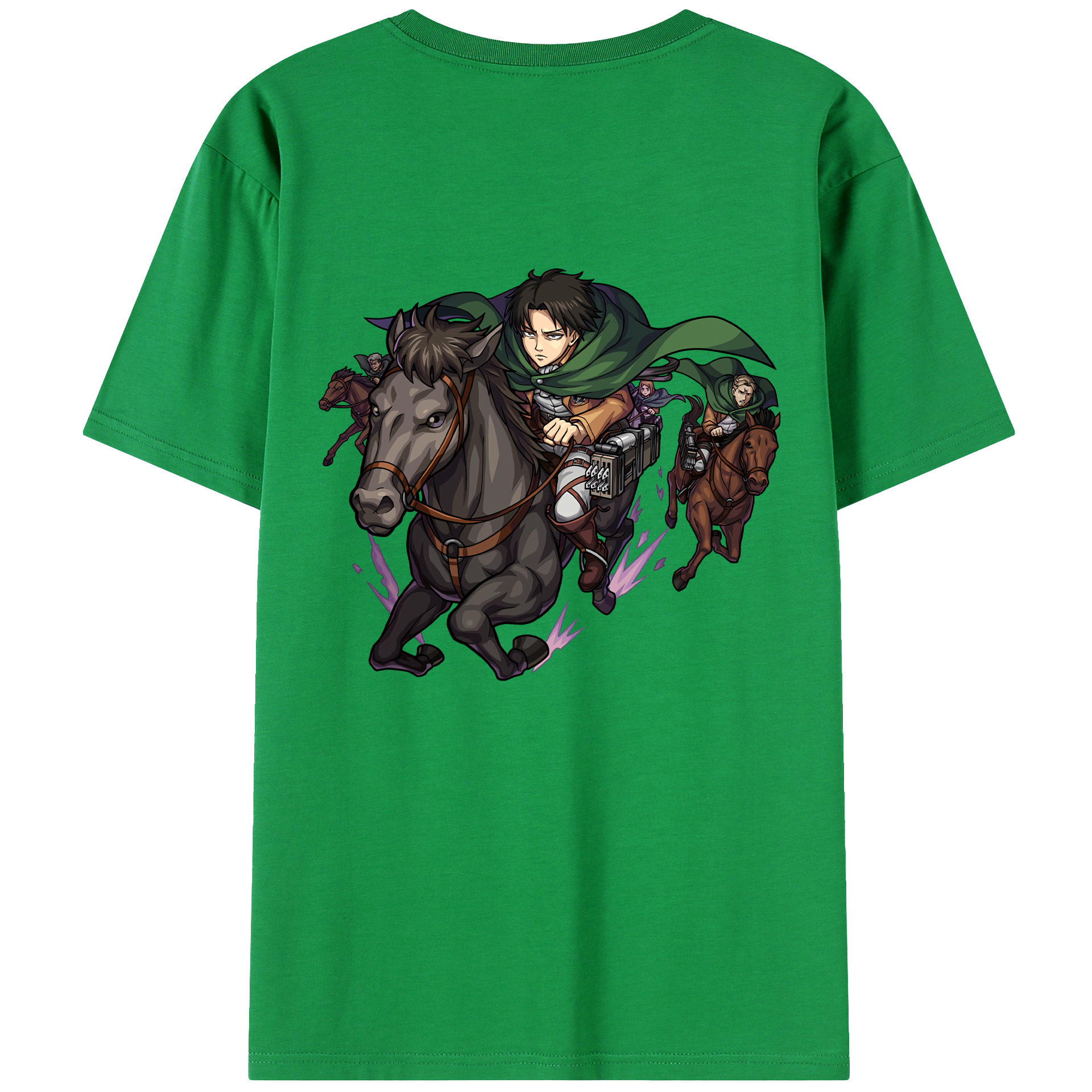 （画像用） 進撃の巨人 リヴァイ·アッカーマン Attack on Titan Levi Ackerman 綿100％ メンズ半袖Tシャツ（バックプリント） 通気性