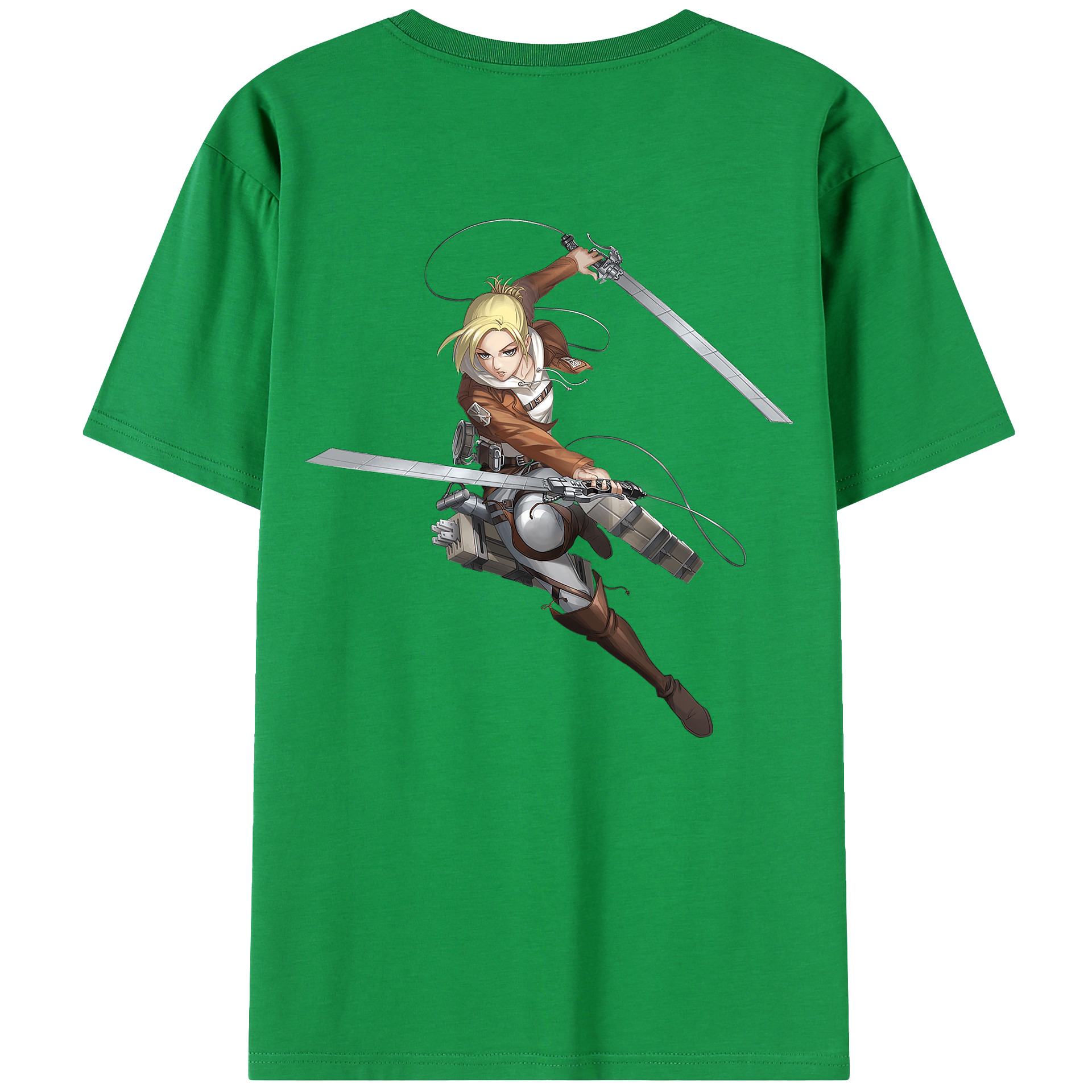 （画像用） 進撃の巨人 アニ・レオンハート Attack on Titan Annie Leonhart 綿100％ メンズ半袖Tシャツ（バックプリント） 通気性