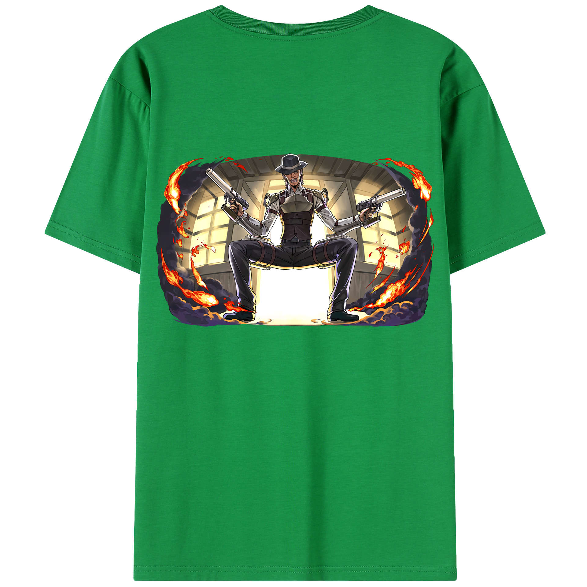 （画像用） 進撃の巨人 ケニー·アッカーマン Attack on Titan Kenny Ackerman 綿100％ メンズ半袖Tシャツ（バックプリント） 通気性