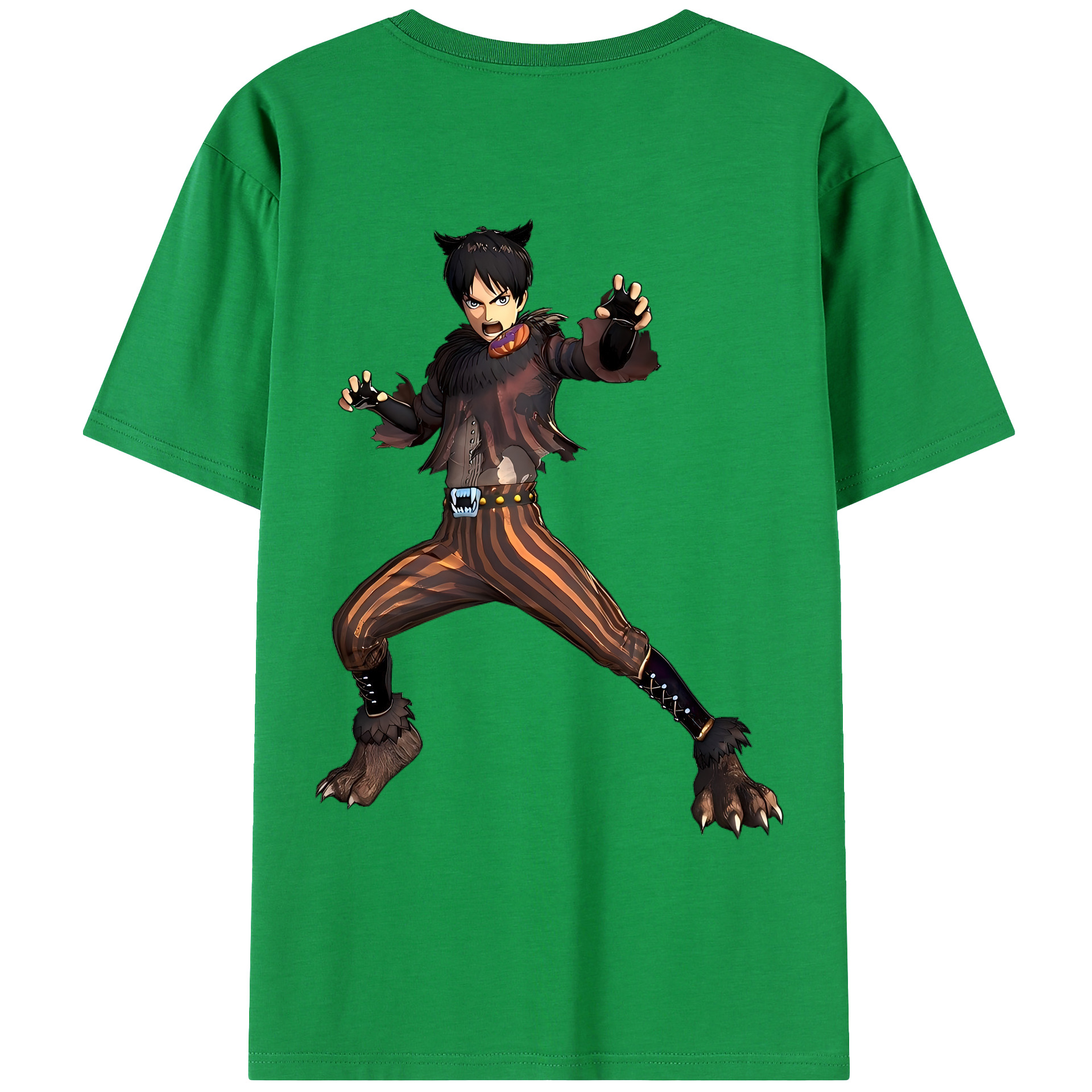 （画像用） 進撃の巨人 エレン･イェーガー Attack on Titan Eren Jäger 綿100％ メンズ半袖Tシャツ（バックプリント） 通気性