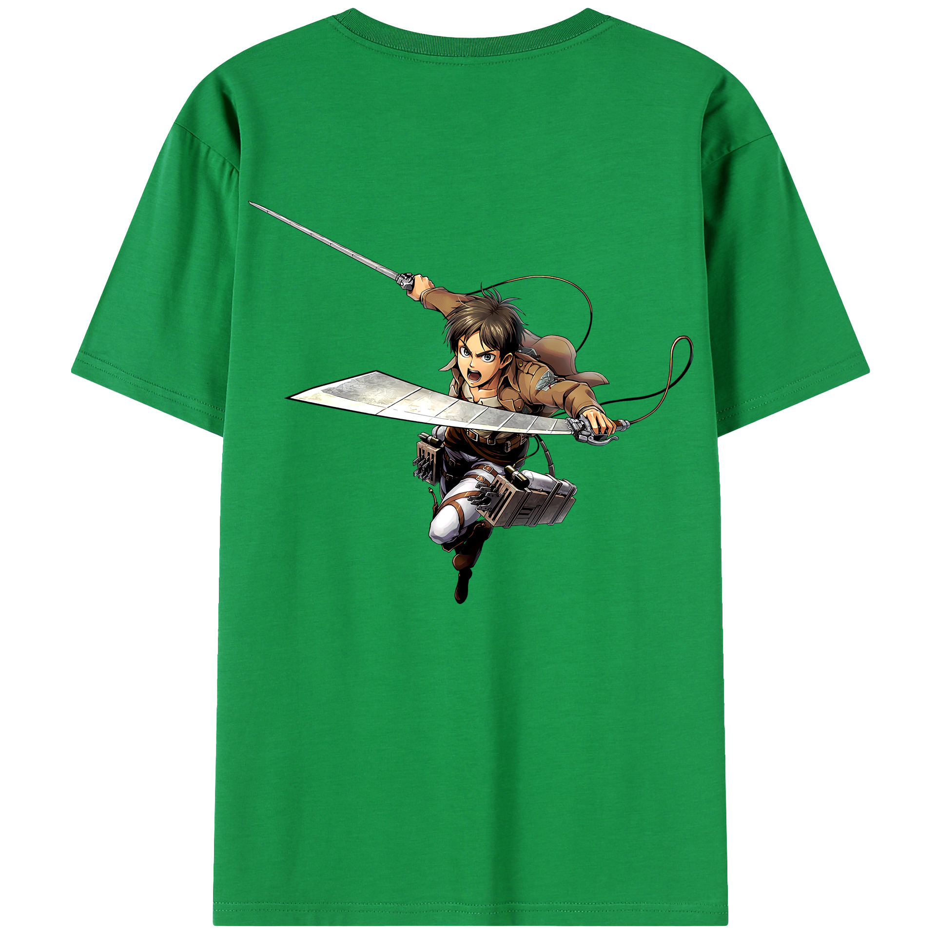 （画像用） 進撃の巨人 エレン･イェーガー Attack on Titan Eren Jäger 綿100％ メンズ半袖Tシャツ（バックプリント） 通気性
