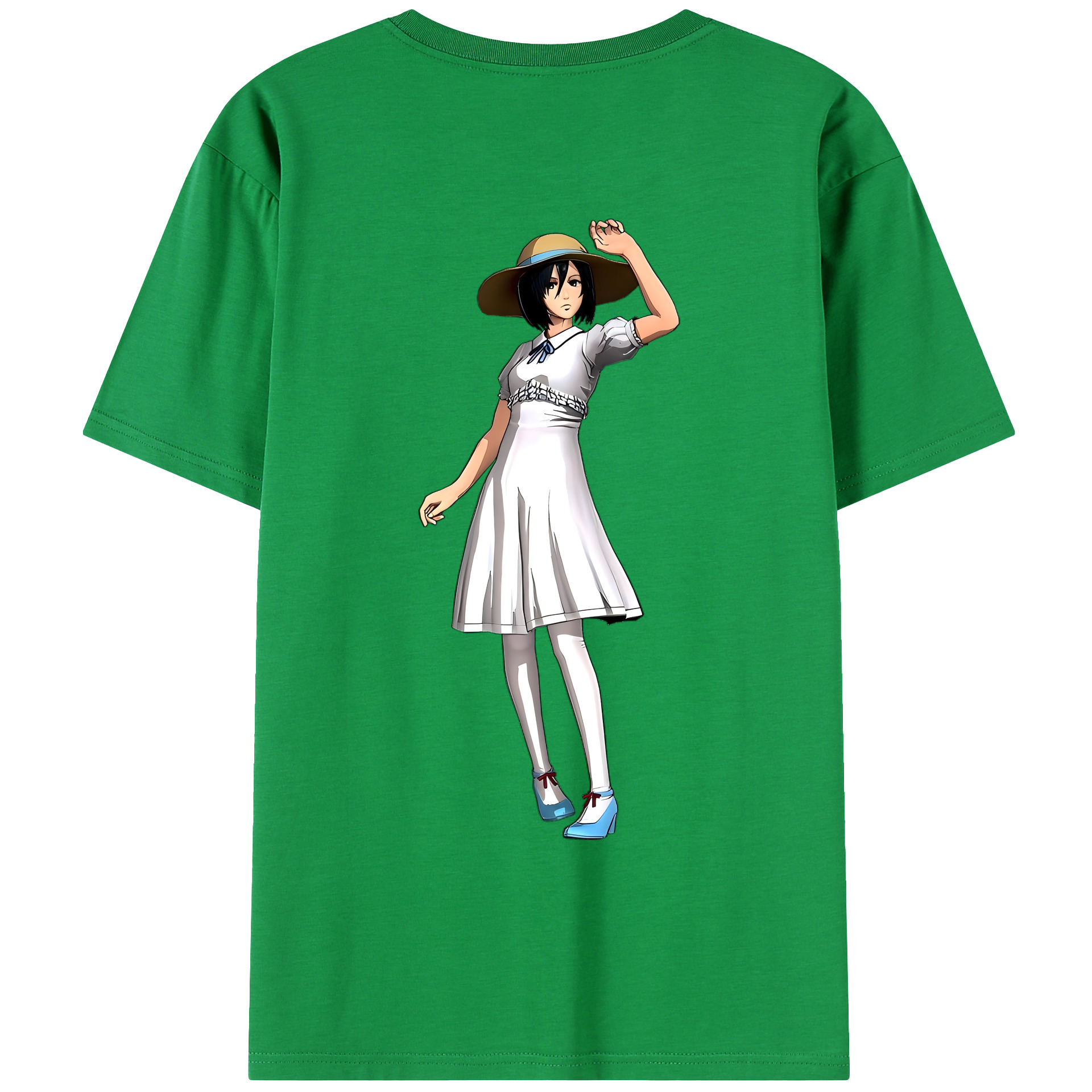 （画像用） 進撃の巨人 ミカサ·アッカーマン Attack on Titan Mikasa Ackerman 綿100％ メンズ半袖Tシャツ（バックプリント） 通気性