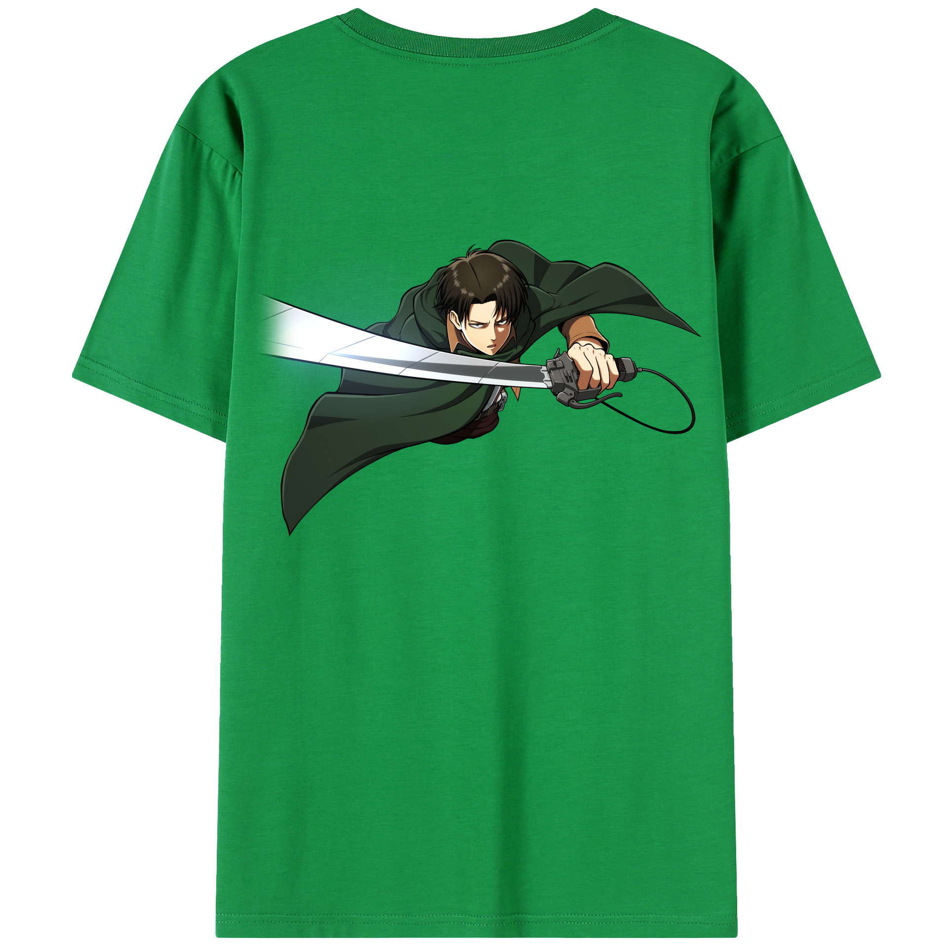 （画像用） 進撃の巨人 リヴァイ·アッカーマン Attack on Titan Levi Ackerman 綿100％ メンズ半袖Tシャツ（バックプリント） 通気性