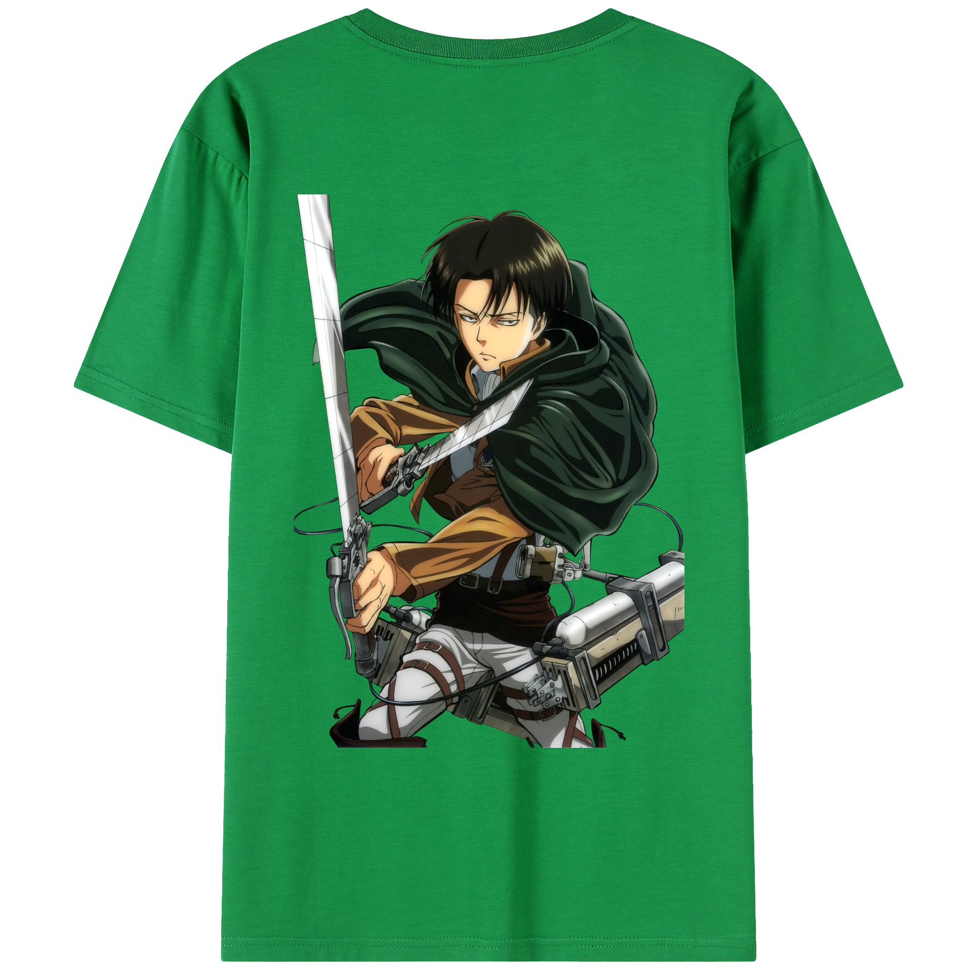 （画像用） 進撃の巨人 リヴァイ·アッカーマン Attack on Titan Levi Ackerman 綿100％ メンズ半袖Tシャツ（バックプリント） 通気性