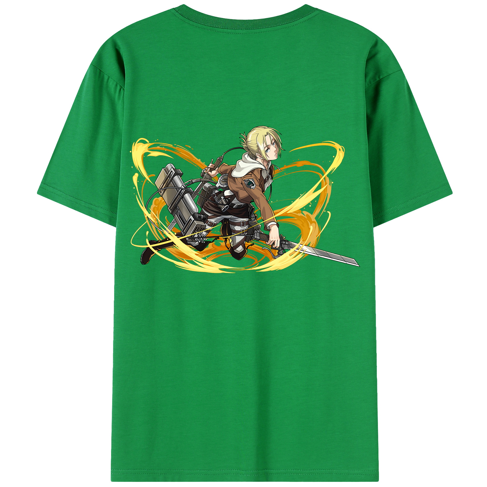 （画像用） 進撃の巨人 アニ・レオンハート Attack on Titan Annie Leonhart 綿100％ メンズ半袖Tシャツ（バックプリント） 通気性
