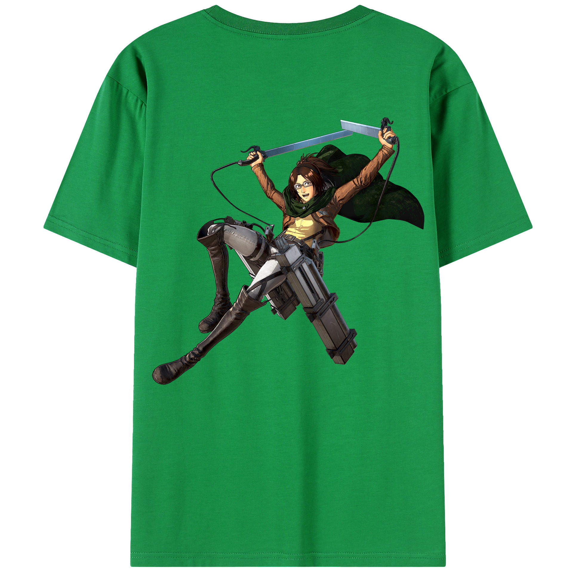 （画像用） 進撃の巨人 ハンジ·ゾエ Attack on Titan Hanji Zoe 綿100％ メンズ半袖Tシャツ（バックプリント） 通気性