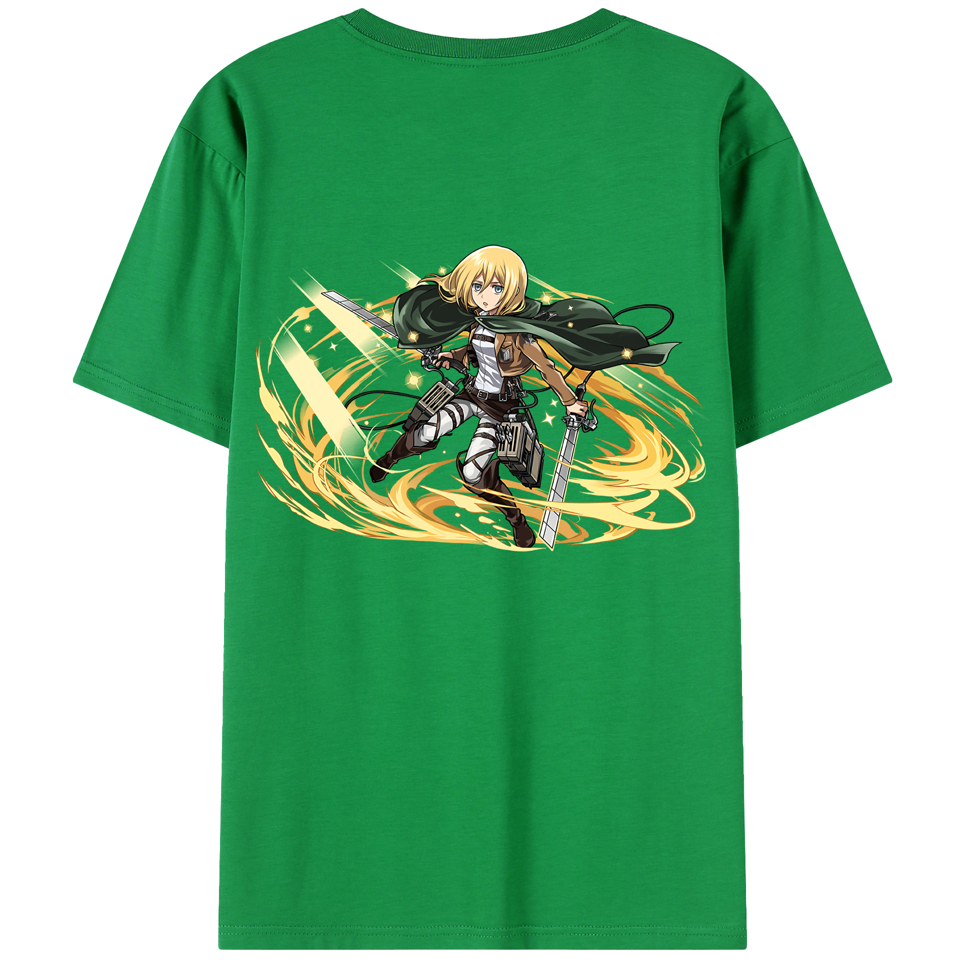 （画像用） 進撃の巨人 クリスタ·レンズ Attack on Titan Christa Lenz 綿100％ メンズ半袖Tシャツ（バックプリント） 通気性