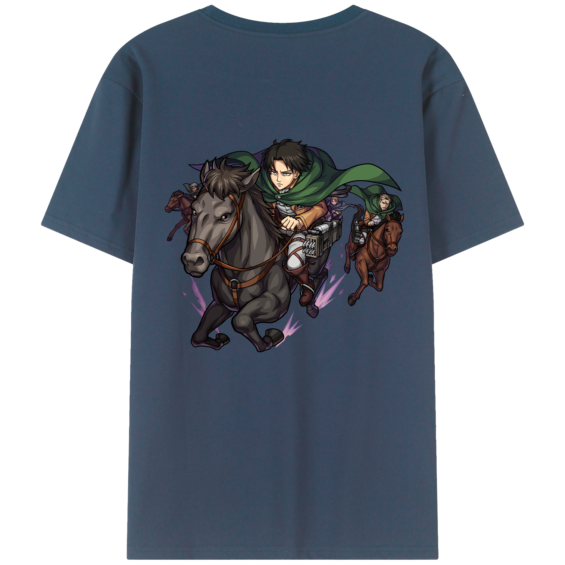 （画像用） 進撃の巨人 リヴァイ·アッカーマン Attack on Titan Levi Ackerman 綿100％ メンズ半袖Tシャツ（バックプリント） 通気性