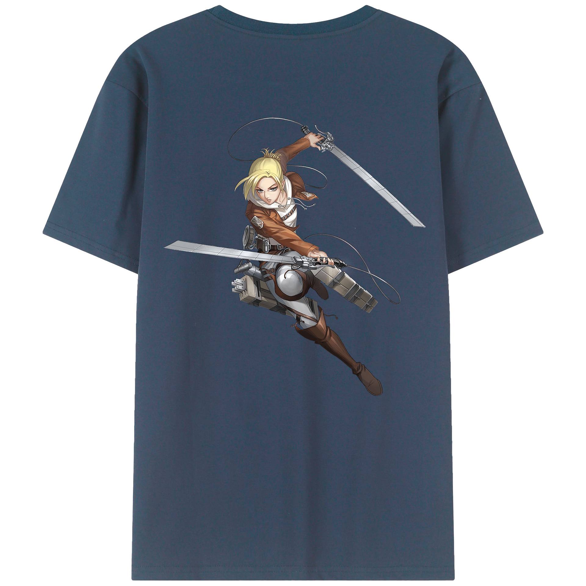 （画像用） 進撃の巨人 アニ・レオンハート Attack on Titan Annie Leonhart 綿100％ メンズ半袖Tシャツ（バックプリント） 通気性