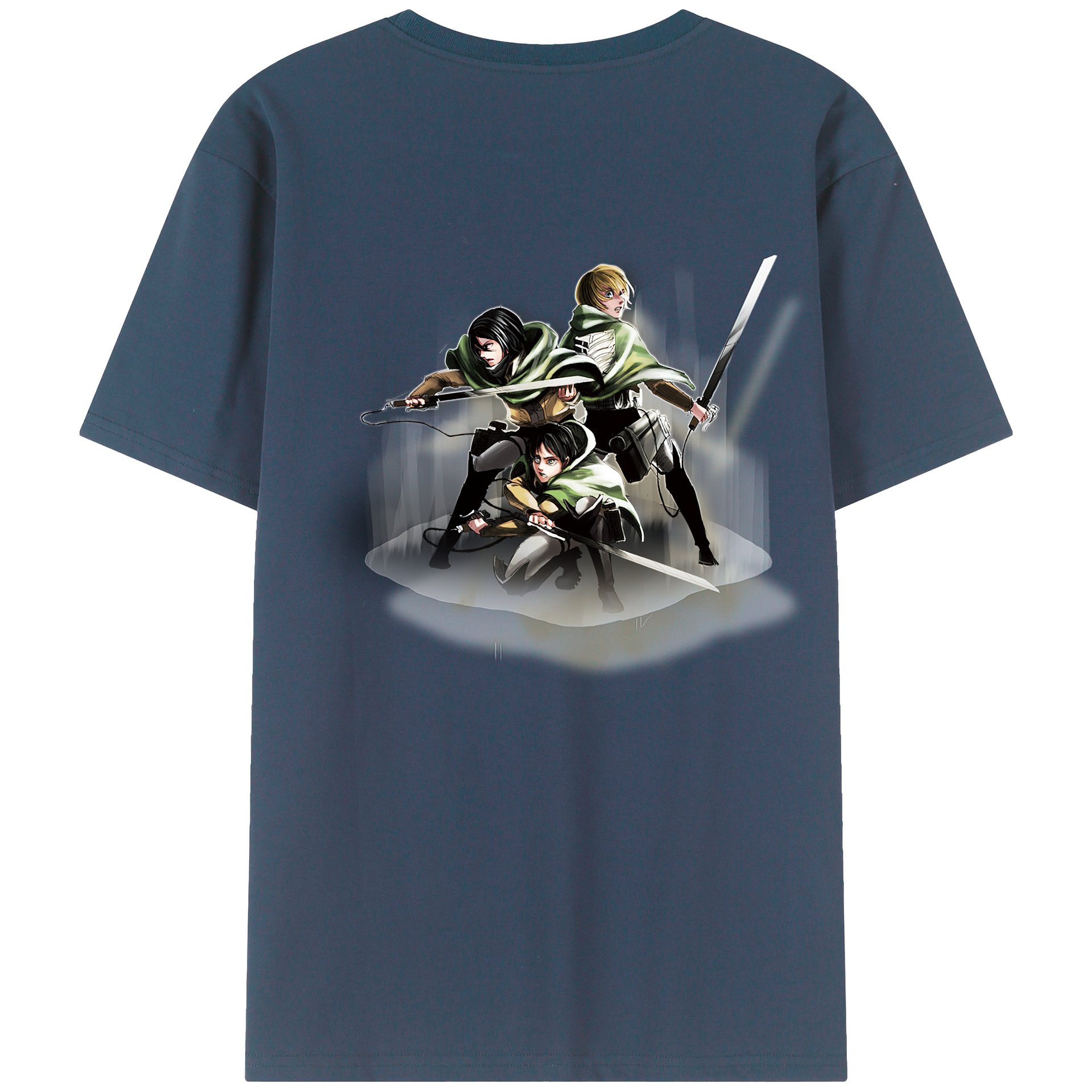 （画像用） 進撃の巨人 Attack on Titan 綿100％ メンズ半袖Tシャツ（バックプリント） 通気性