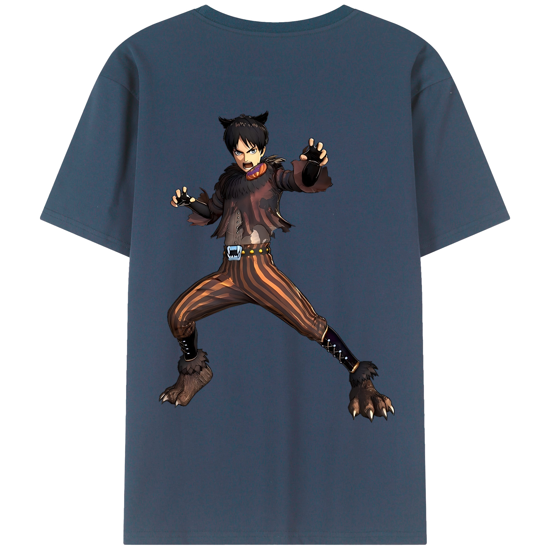 （画像用） 進撃の巨人 エレン･イェーガー Attack on Titan Eren Jäger 綿100％ メンズ半袖Tシャツ（バックプリント） 通気性