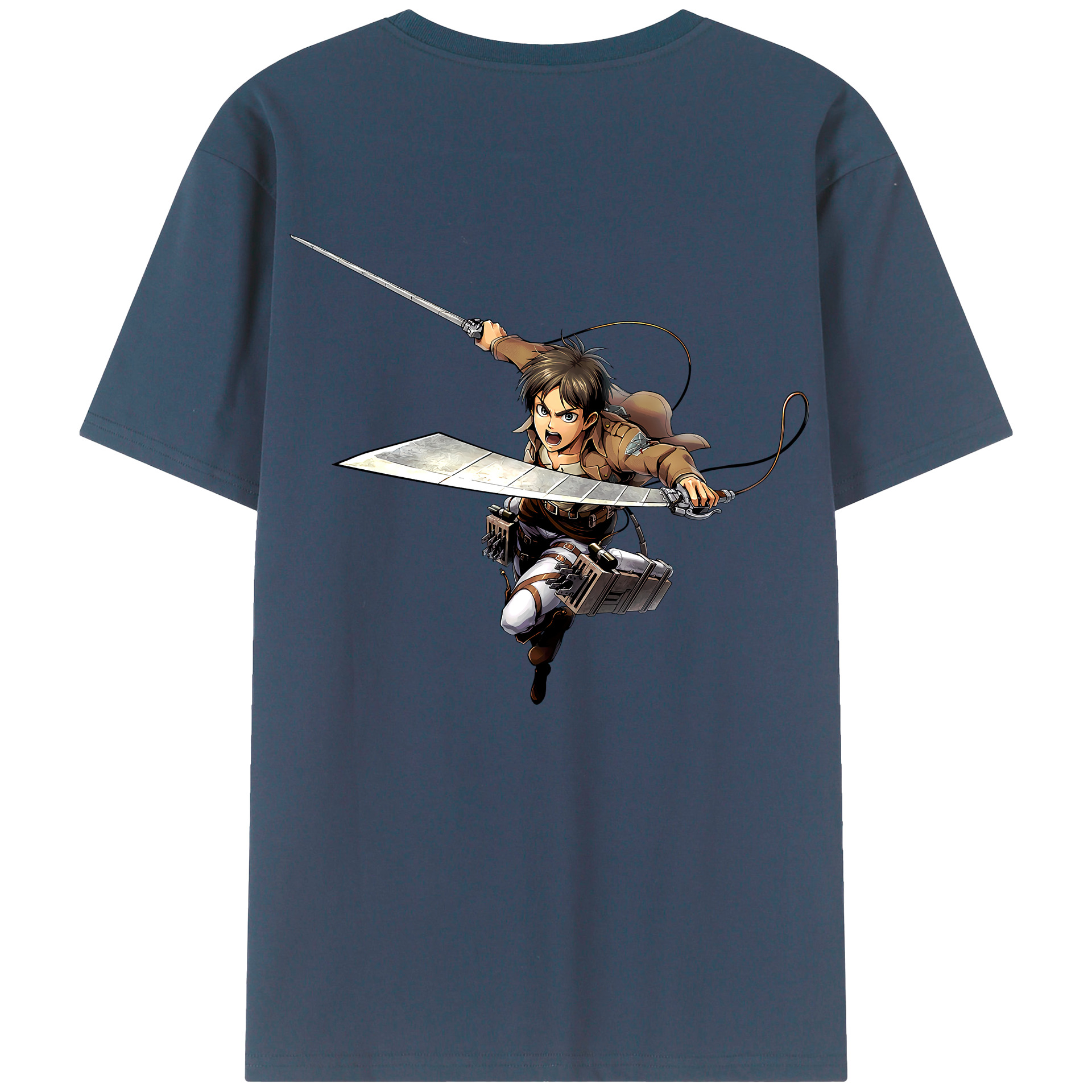 （画像用） 進撃の巨人 エレン･イェーガー Attack on Titan Eren Jäger 綿100％ メンズ半袖Tシャツ（バックプリント） 通気性