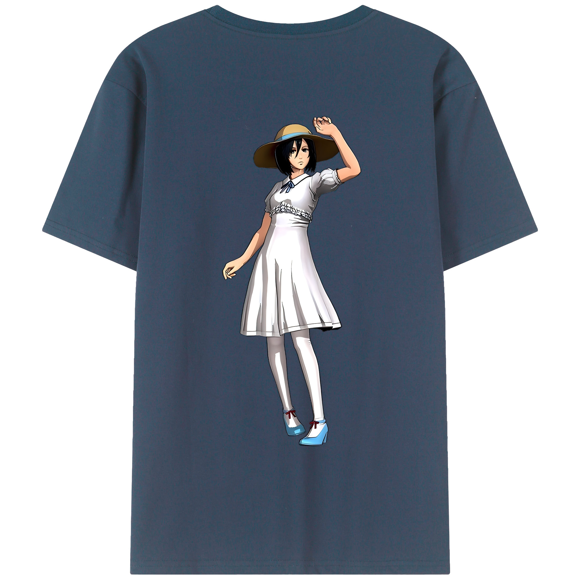 （画像用） 進撃の巨人 ミカサ·アッカーマン Attack on Titan Mikasa Ackerman 綿100％ メンズ半袖Tシャツ（バックプリント） 通気性