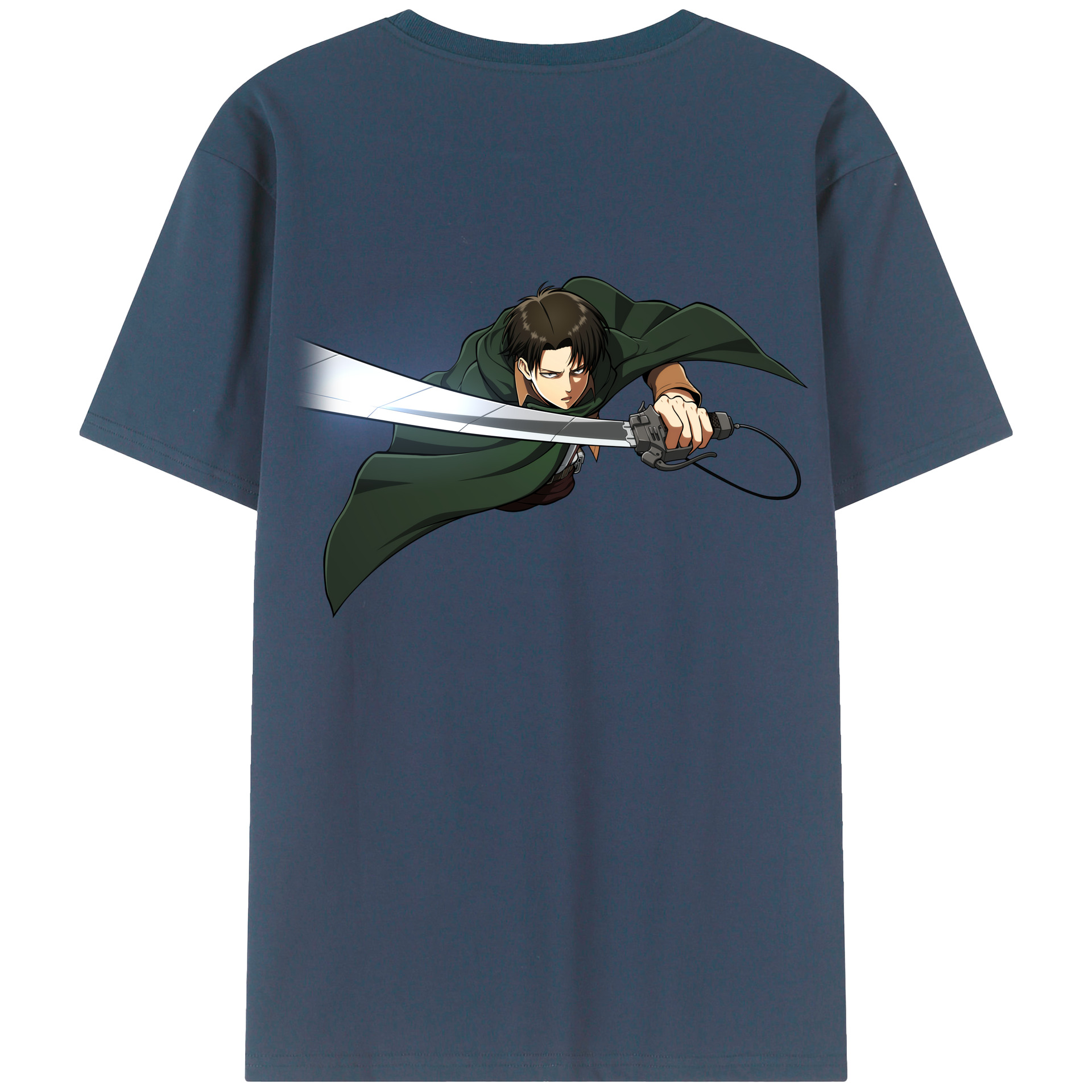 （画像用） 進撃の巨人 リヴァイ·アッカーマン Attack on Titan Levi Ackerman 綿100％ メンズ半袖Tシャツ（バックプリント） 通気性