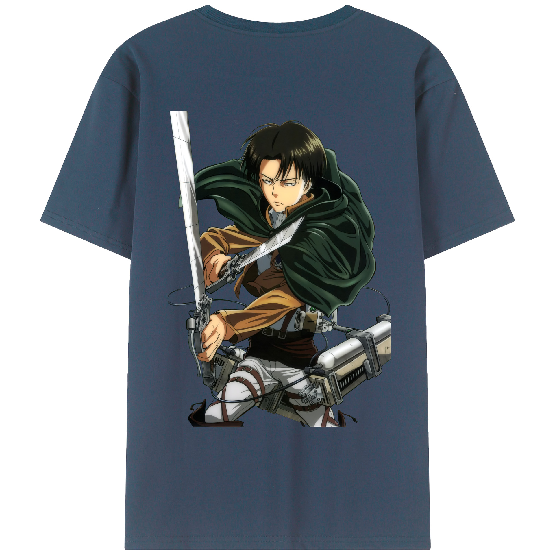 （画像用） 進撃の巨人 リヴァイ·アッカーマン Attack on Titan Levi Ackerman 綿100％ メンズ半袖Tシャツ（バックプリント） 通気性