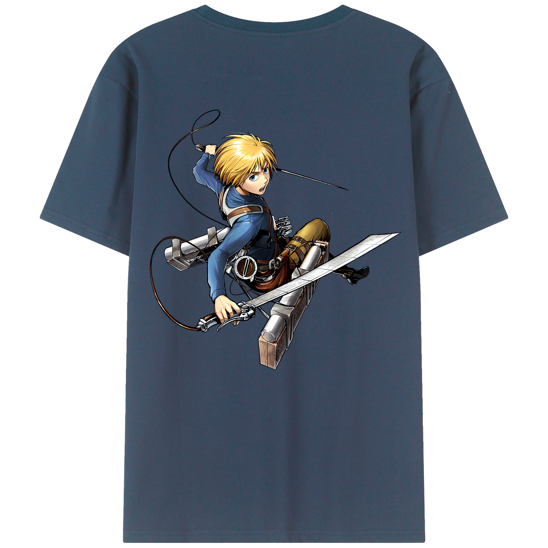 （画像用） 進撃の巨人 アルミン·アルレルト Attack on Titan Armin Arlert 綿100％ メンズ半袖Tシャツ（バックプリント） 通気性