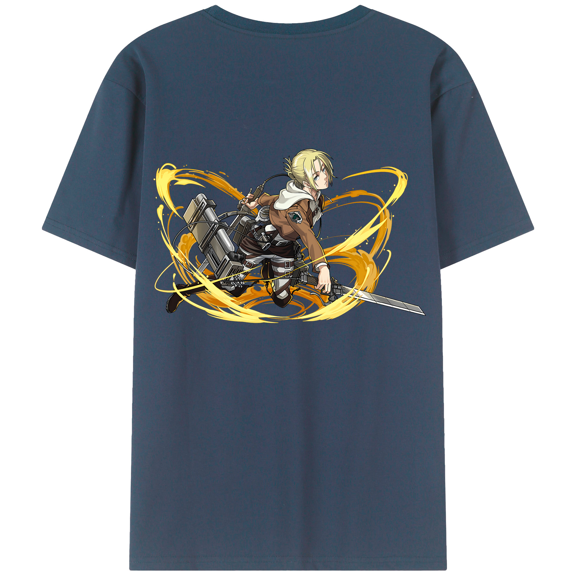 （画像用） 進撃の巨人 アニ・レオンハート Attack on Titan Annie Leonhart 綿100％ メンズ半袖Tシャツ（バックプリント） 通気性