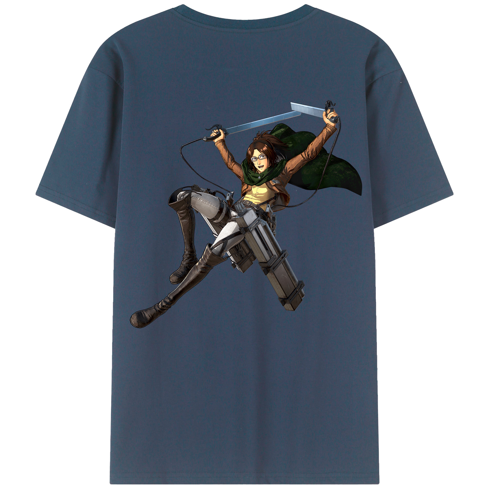 （画像用） 進撃の巨人 ハンジ·ゾエ Attack on Titan Hanji Zoe 綿100％ メンズ半袖Tシャツ（バックプリント） 通気性