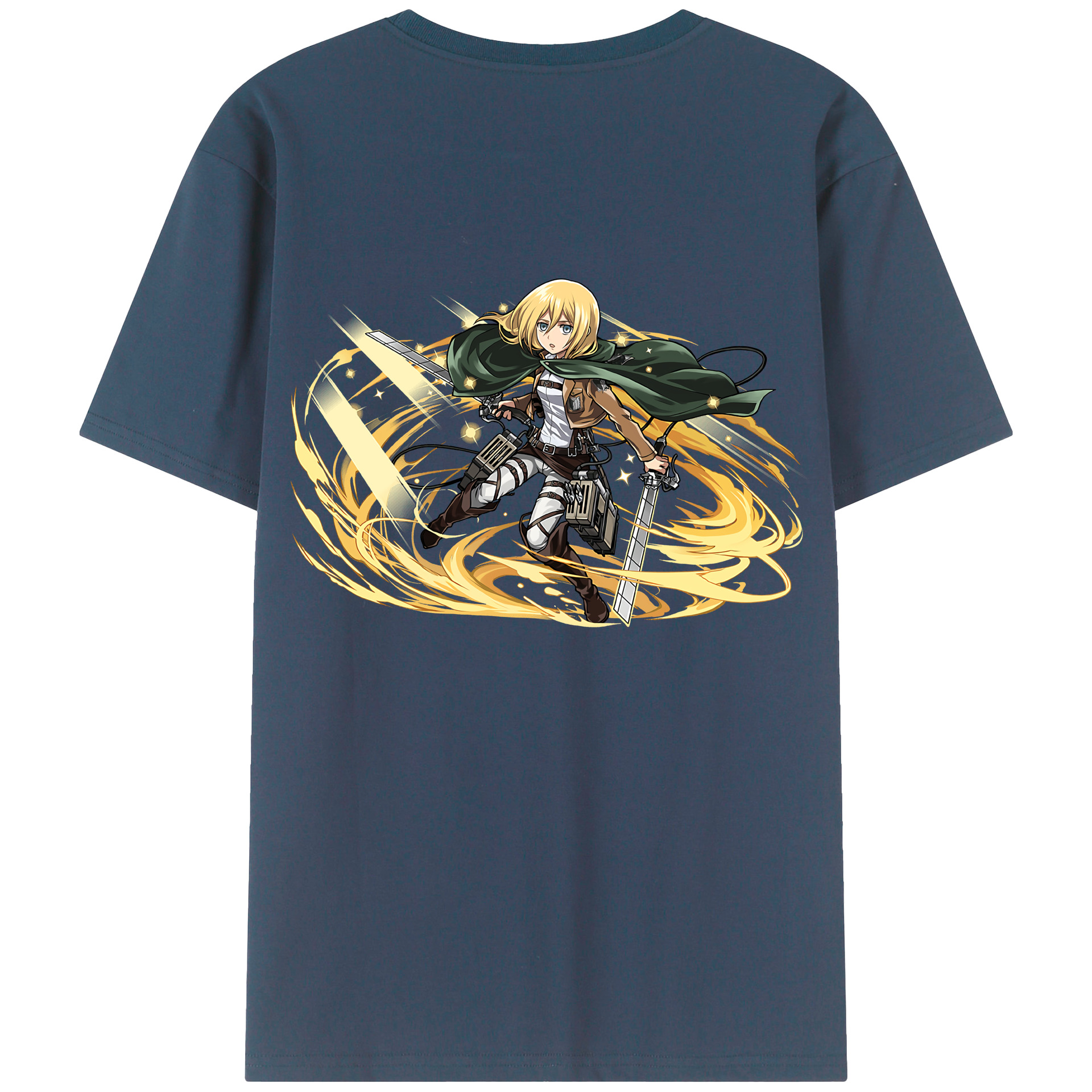 （画像用） 進撃の巨人 クリスタ·レンズ Attack on Titan Christa Lenz 綿100％ メンズ半袖Tシャツ（バックプリント） 通気性