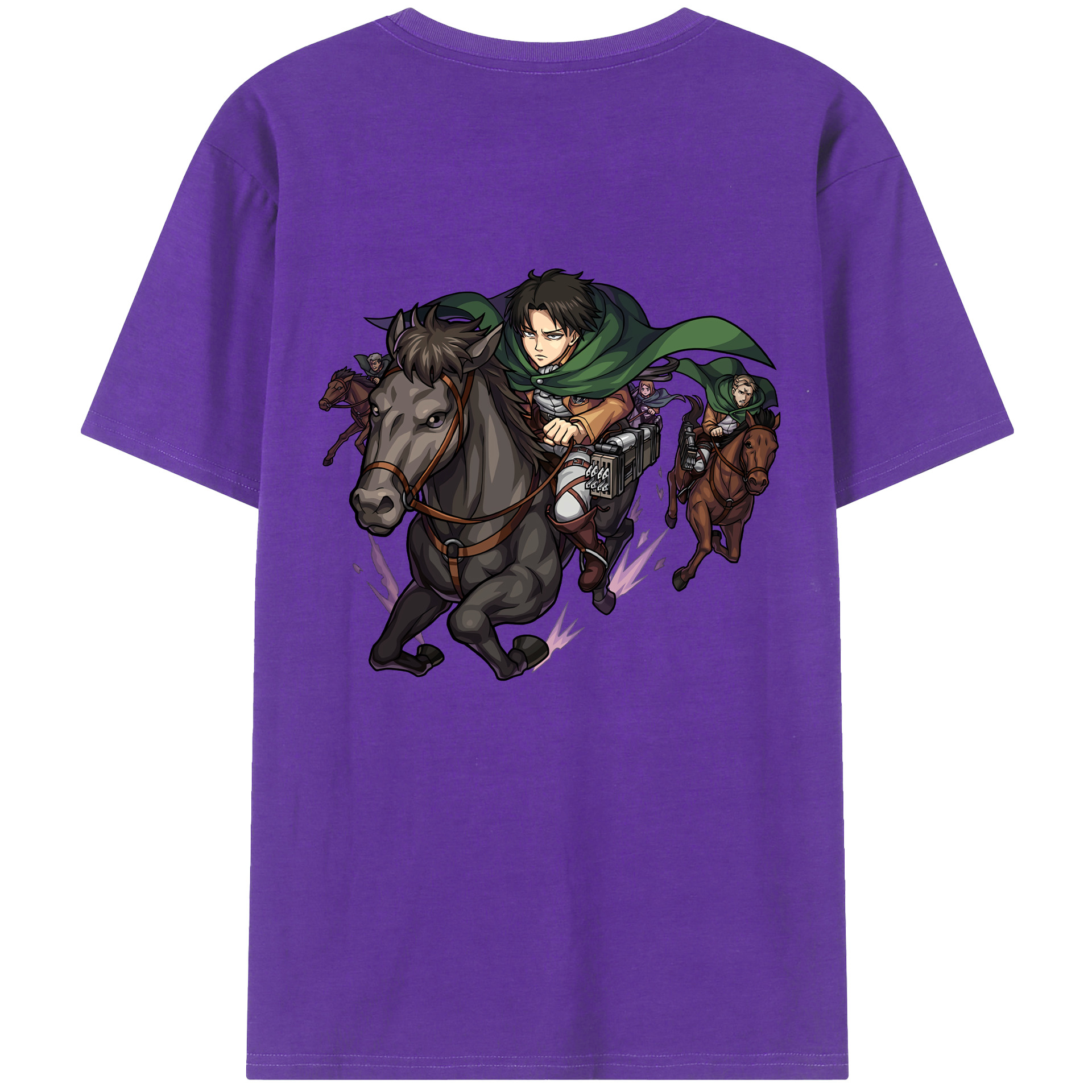 （画像用） 進撃の巨人 リヴァイ·アッカーマン Attack on Titan Levi Ackerman 綿100％ メンズ半袖Tシャツ（バックプリント） 通気性