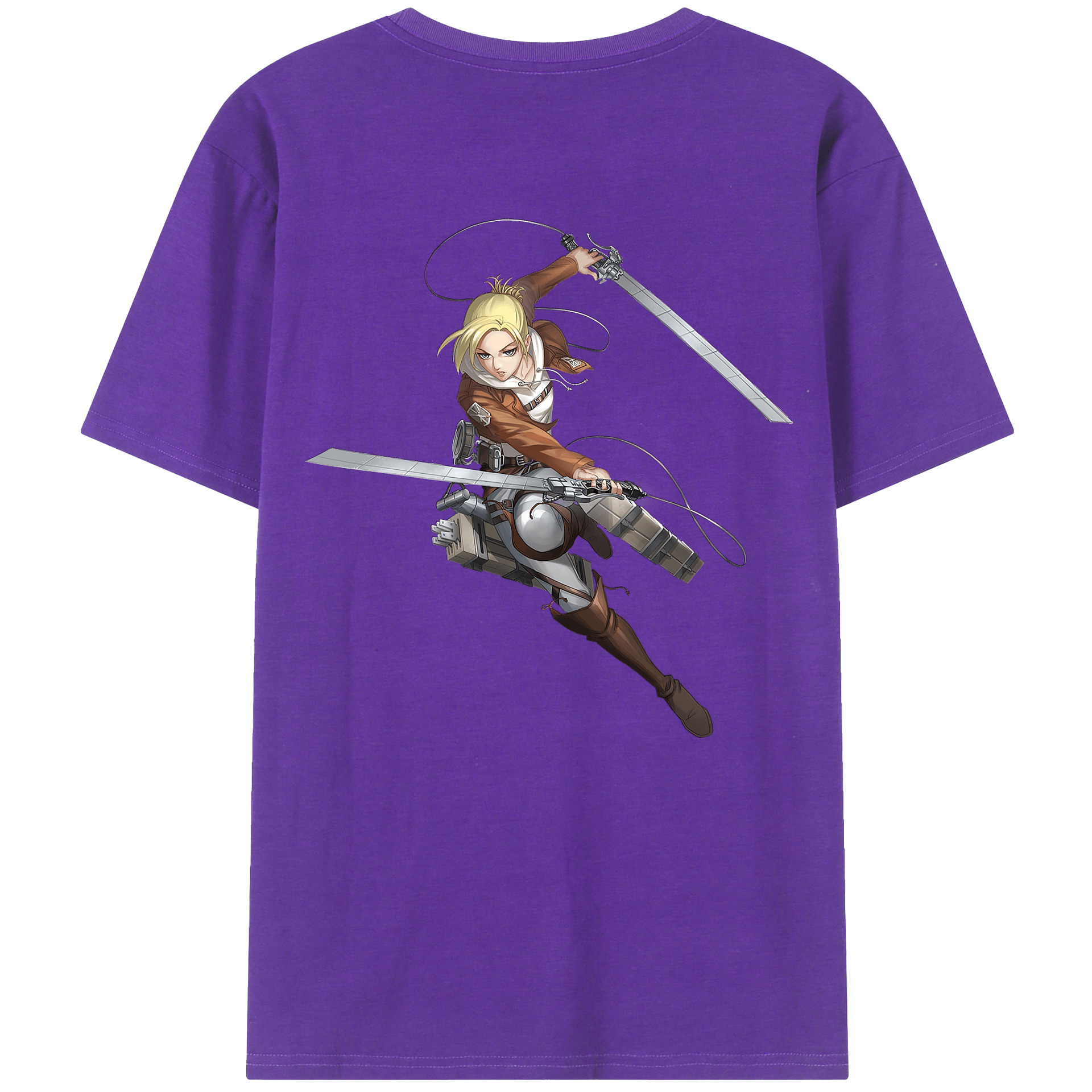 （画像用） 進撃の巨人 アニ・レオンハート Attack on Titan Annie Leonhart 綿100％ メンズ半袖Tシャツ（バックプリント） 通気性