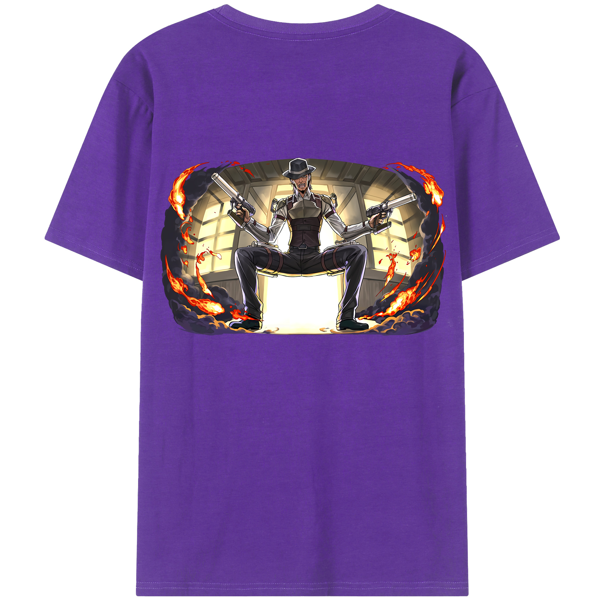 （画像用） 進撃の巨人 ケニー·アッカーマン Attack on Titan Kenny Ackerman 綿100％ メンズ半袖Tシャツ（バックプリント） 通気性