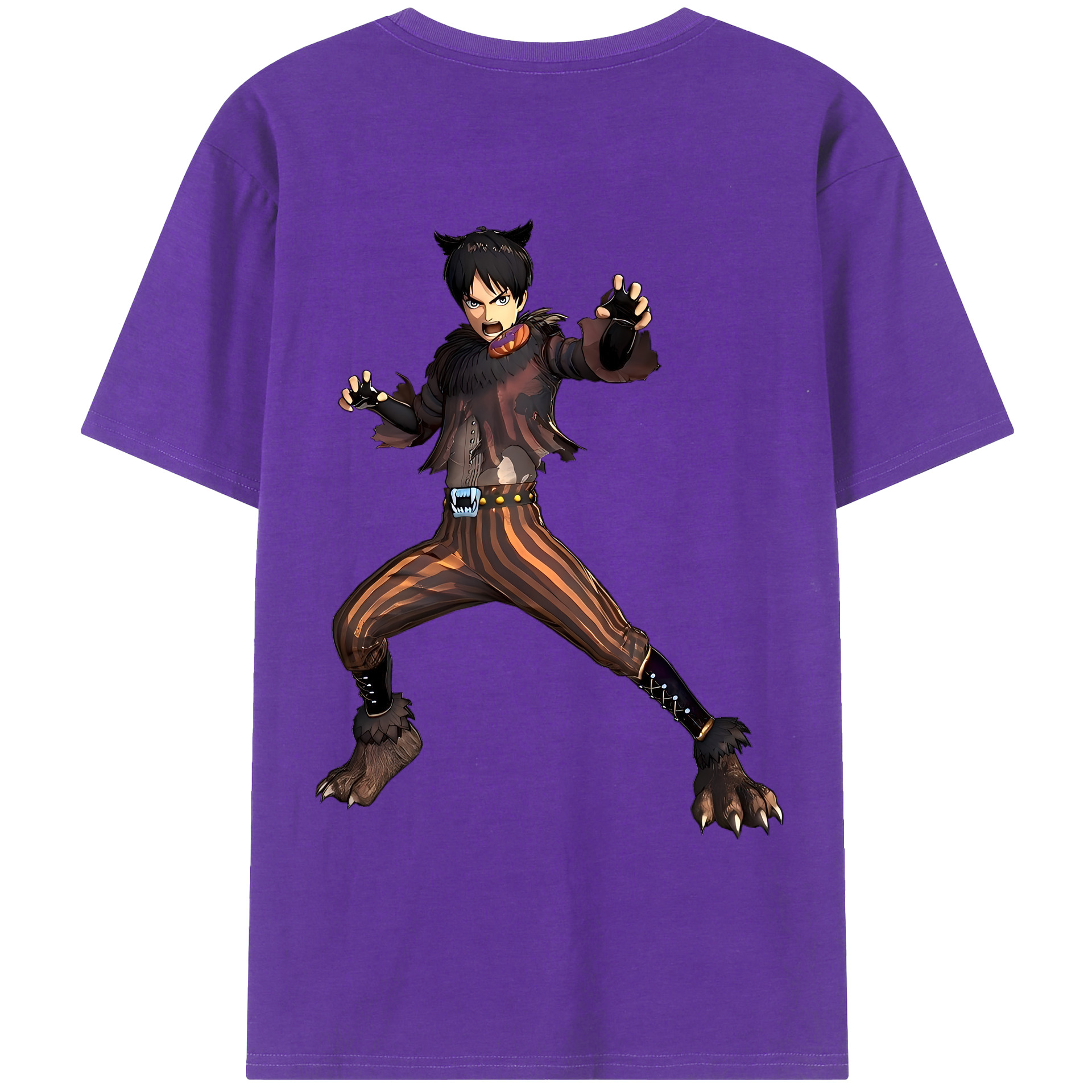 （画像用） 進撃の巨人 エレン･イェーガー Attack on Titan Eren Jäger 綿100％ メンズ半袖Tシャツ（バックプリント） 通気性